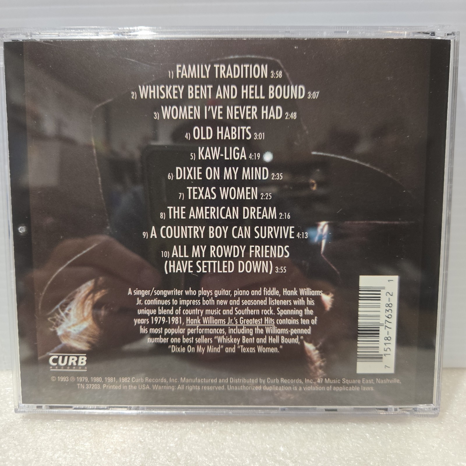 Hank Williams Jr’s Greatest Hits – CD – Excellent, Near Mint