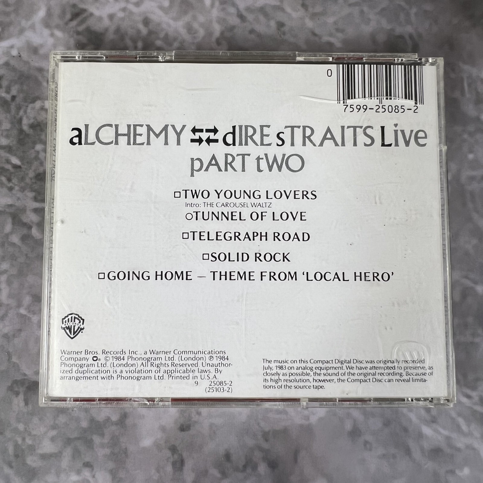 Dire Straits-Alchemy: Dire Straits Live (Part Two)-1984 Rock CD