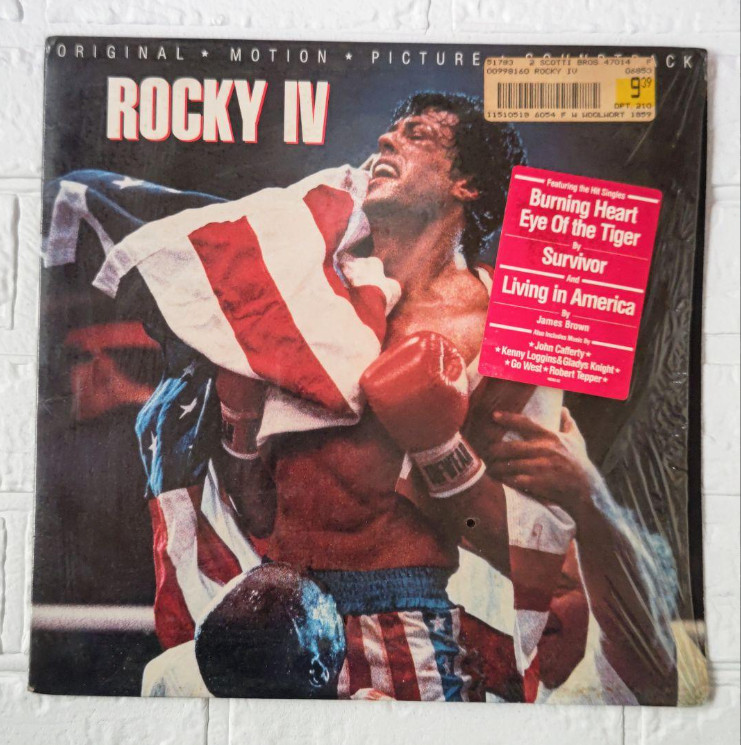 Rocky IV movie 3-piece set: USA LP record + Japanese movie pamphlet & bag Japan