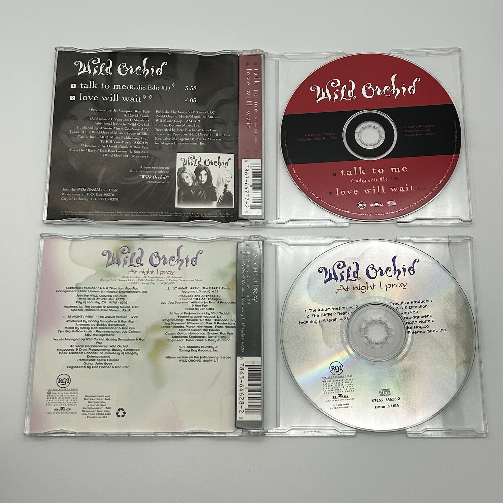 LOT OF 2 WILD ORCHID CDs: At Night I Pray + Talk To Me (CD x2, Maxi-Single, RCA)