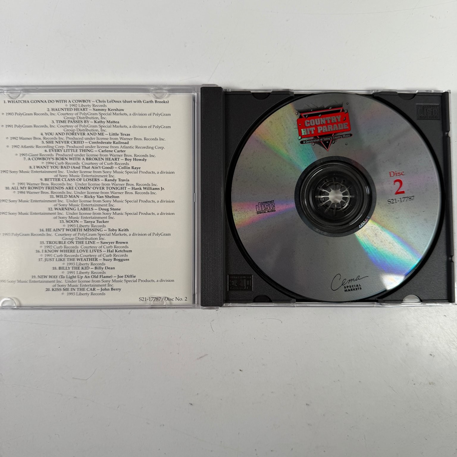 Country Hit Parade CD 1994 Cema Special Markets Country Music Hits Disc 2