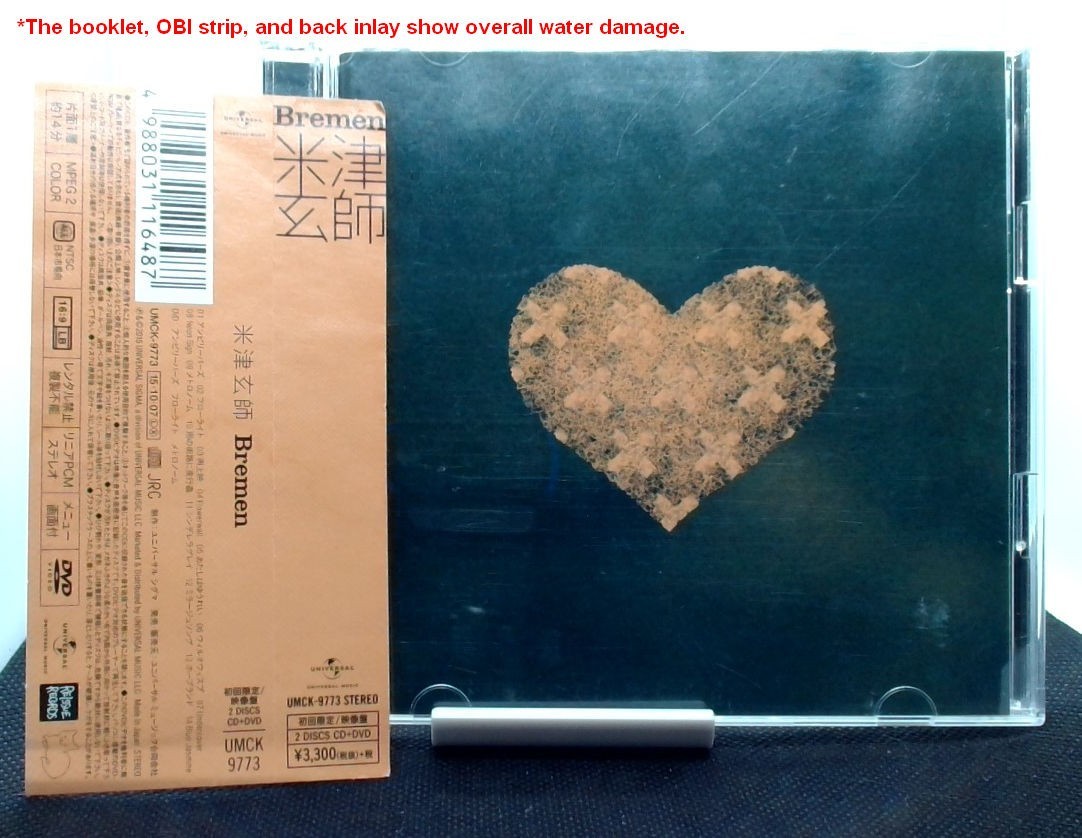 Kenshi Yonezu CD DVDOBI*booklet, OBI strip, and back inlay are all water-damage.