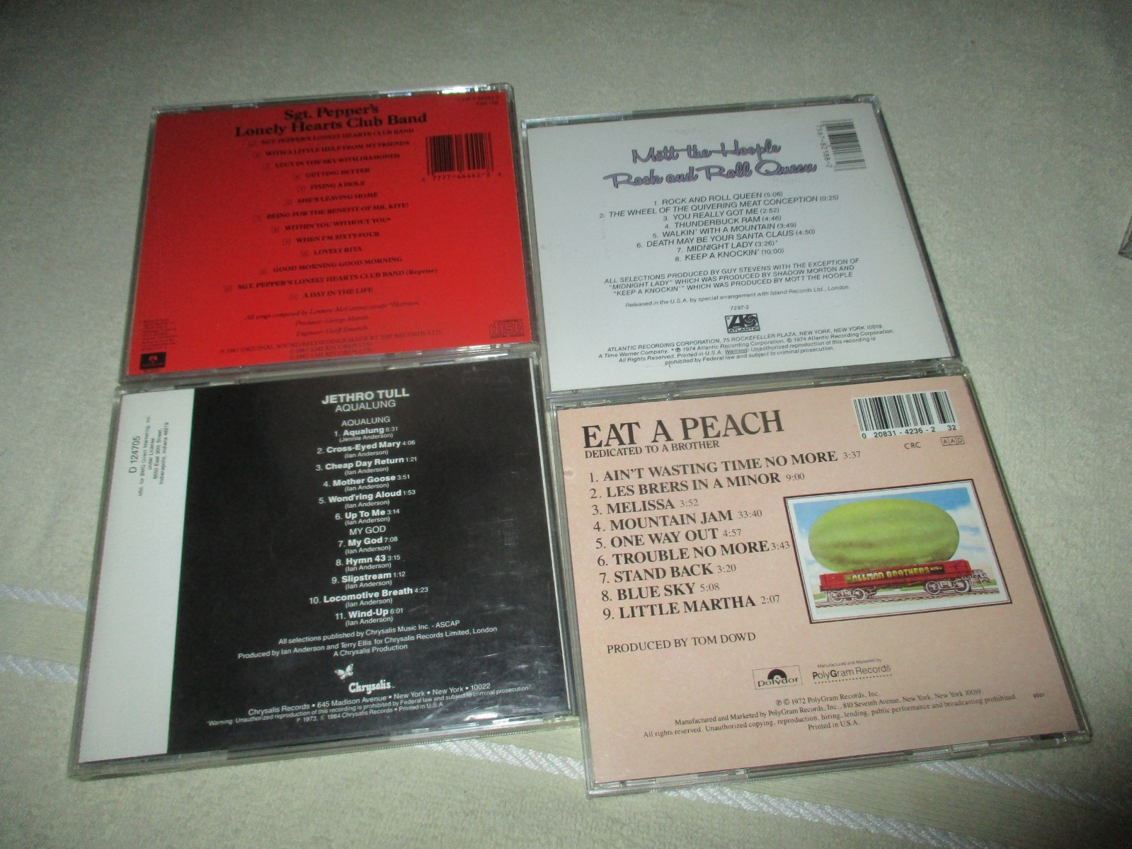 6 CD Classic Rock Lot Edgar Winter, Rush, Mott The Hoople, Tull, Beatles, Allman
