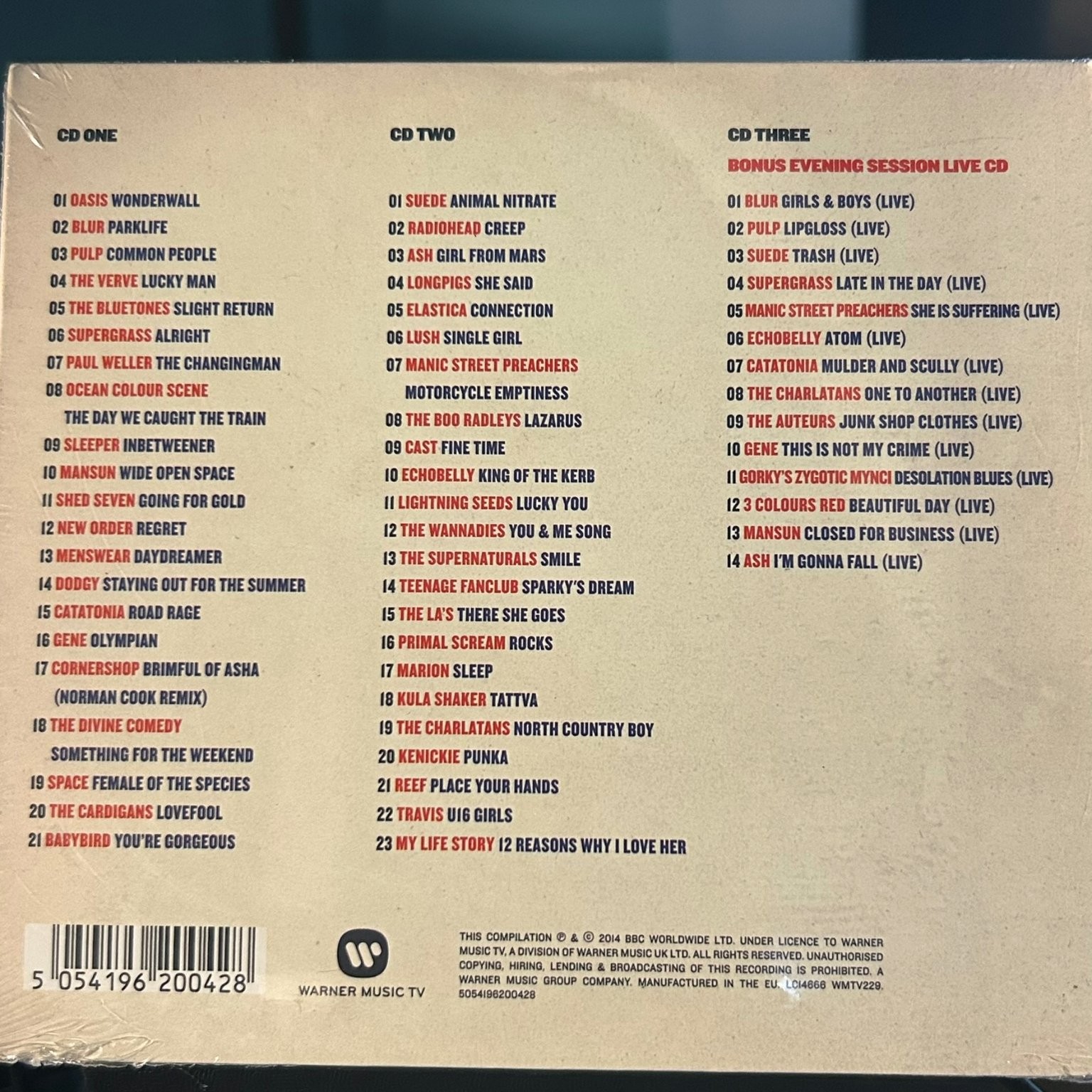 BRITPOP AT THE BBC CD 3-disc 2014 Indie Rock Alternative Warner UK Sealed