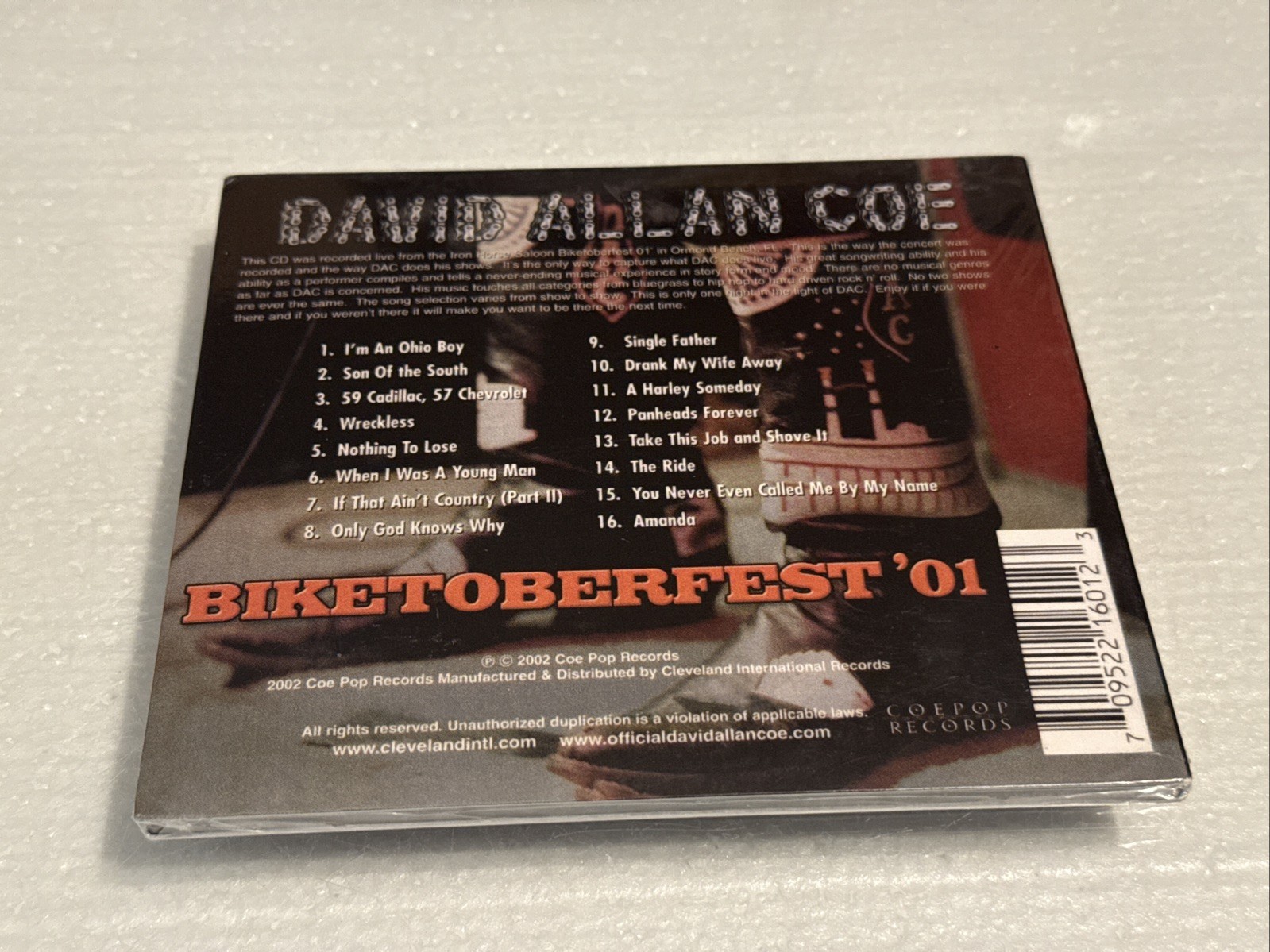 [20] NEW! DAVID ALLAN COE BIKETOBERFEST 2001: LIVE FROM THE IRON HORSE SALOON CD