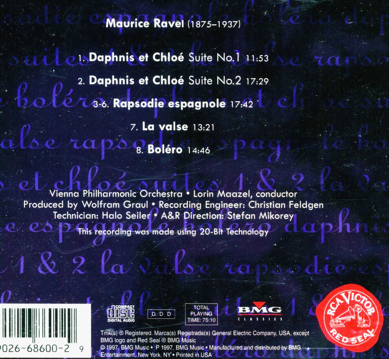 Lorin Maazel conducts Ravel Bolero – Vienna Philharmonic 75 Min 1997 RCA NEW CD
