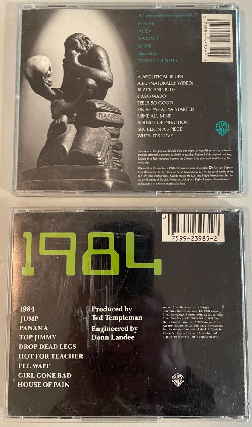 Van Halen – 2 Cd Lot “OU812” + “1984” Eddie Van Halen David Lee Roth NICE SET