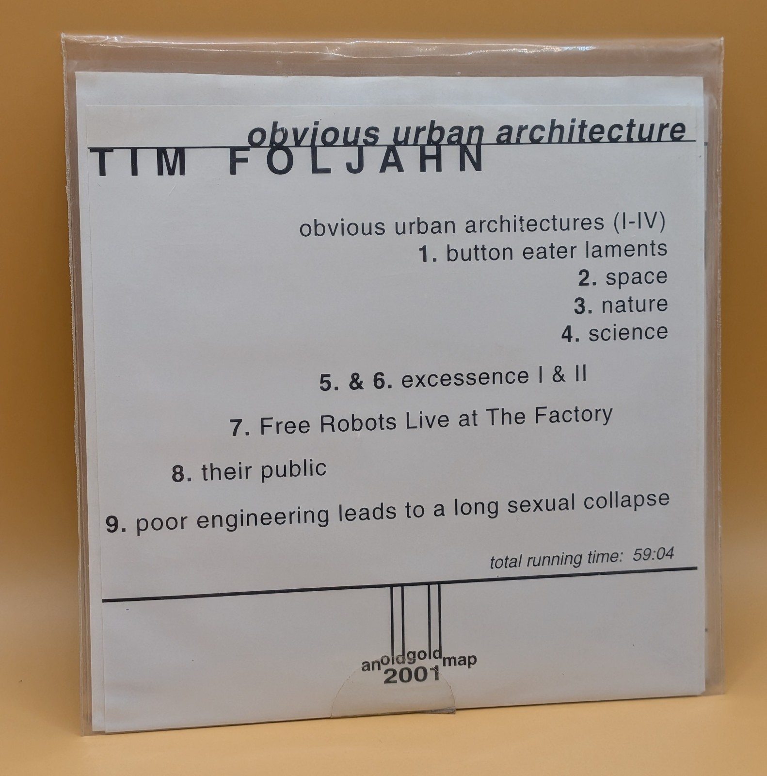 Tim Foljahn Obvious Urban Landscape CD 2001 Old Gold Experimental Indie Rare
