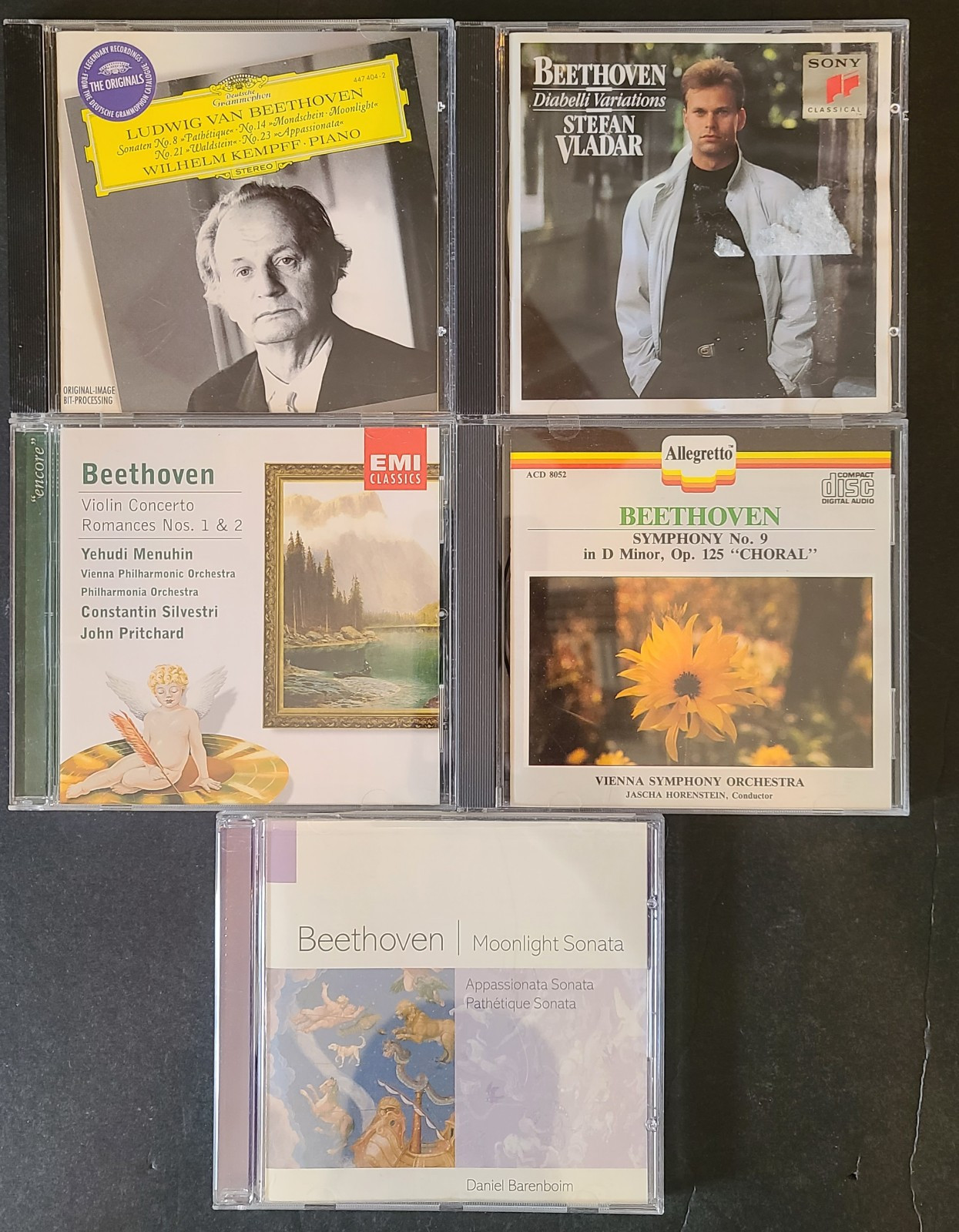 Classical Music CD Lot – Beethoven 5 Cds #2 Kempff Vladar Bareboim Silvestri +