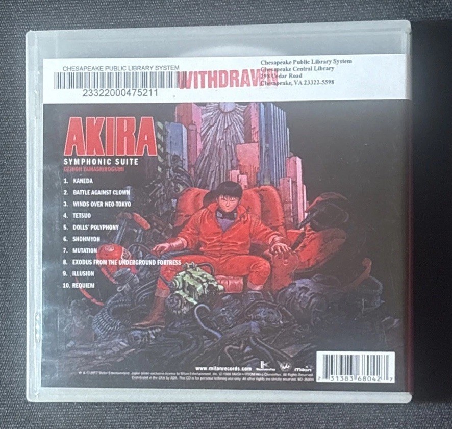 Anime CD GEINOH YAMASHIROGUMI AKIRA SYMPHONIC SUITE RARE EX LIBRARY COPY