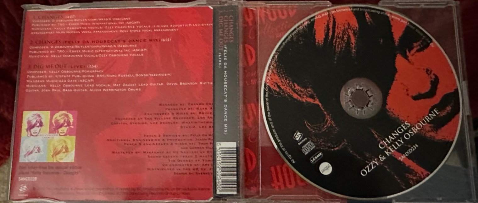 CHANGES – Kelly & Ozzy Osbourne 3 Track CD Maxi Single – Like New – Free Ship
