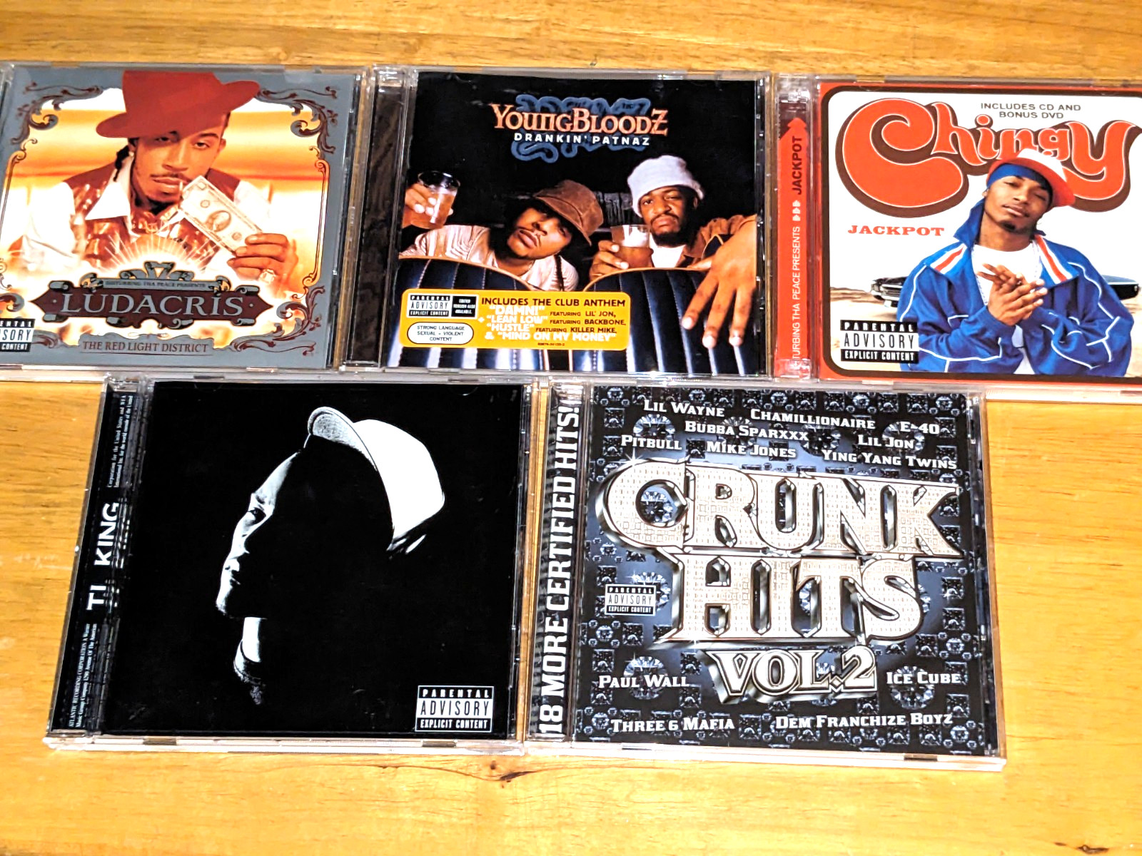 5 CD LOT Dirty South Rap Ludacris, T.I. Chingy, YoungBloodZ, Crunk Hits EX EX