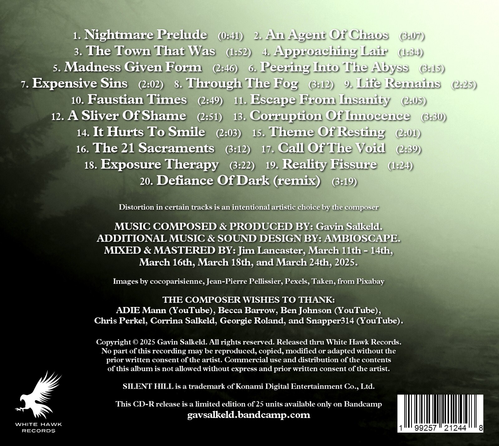 Gavin Salkeld – ALONE IN THE TOWN: MUSIC INSPIRED BY SILENT HILL (CD, 2025)