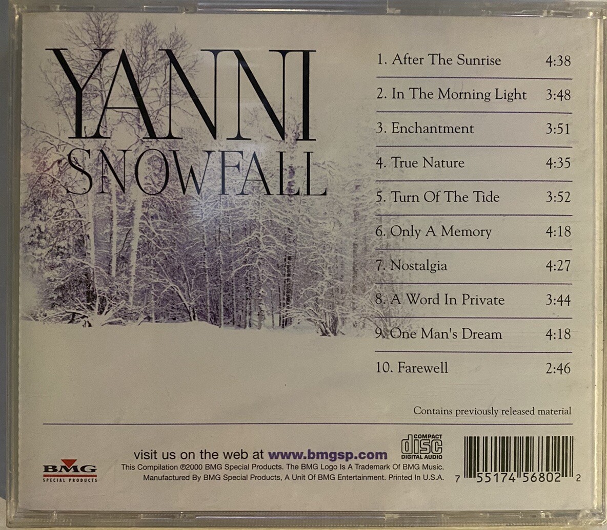Yanni Snowfall After The Snowfall Enchantment Nostalgia Audio Music CD