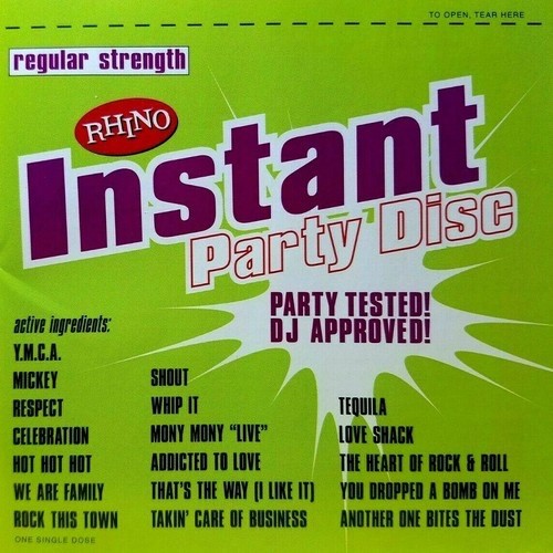 VARIOUS: RHINO INSTANT PARTY DISC – REGULAR STRENGTH (CD) DISC+CVRART-NO CASE-VG