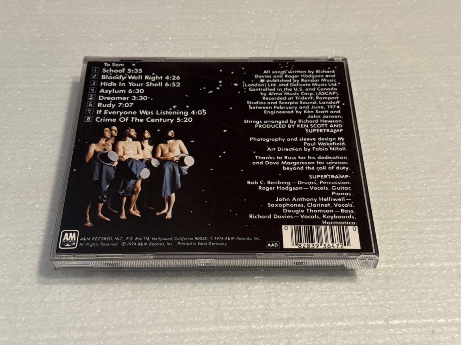 SUPERTRAMP – CRIME OF THE CENTURY WEST GERMANY CD [RARE VARIANT!] CDA 68258