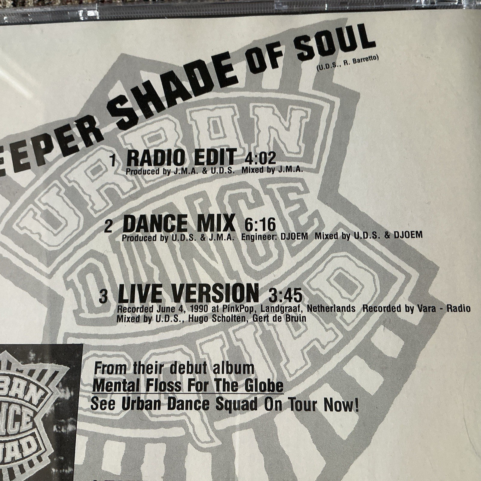 URBAN DANCE SQUAD DEEPER SHADE OF SOUL 1990 CD PROMOTIONAL SINGLE ARISTA PRINT