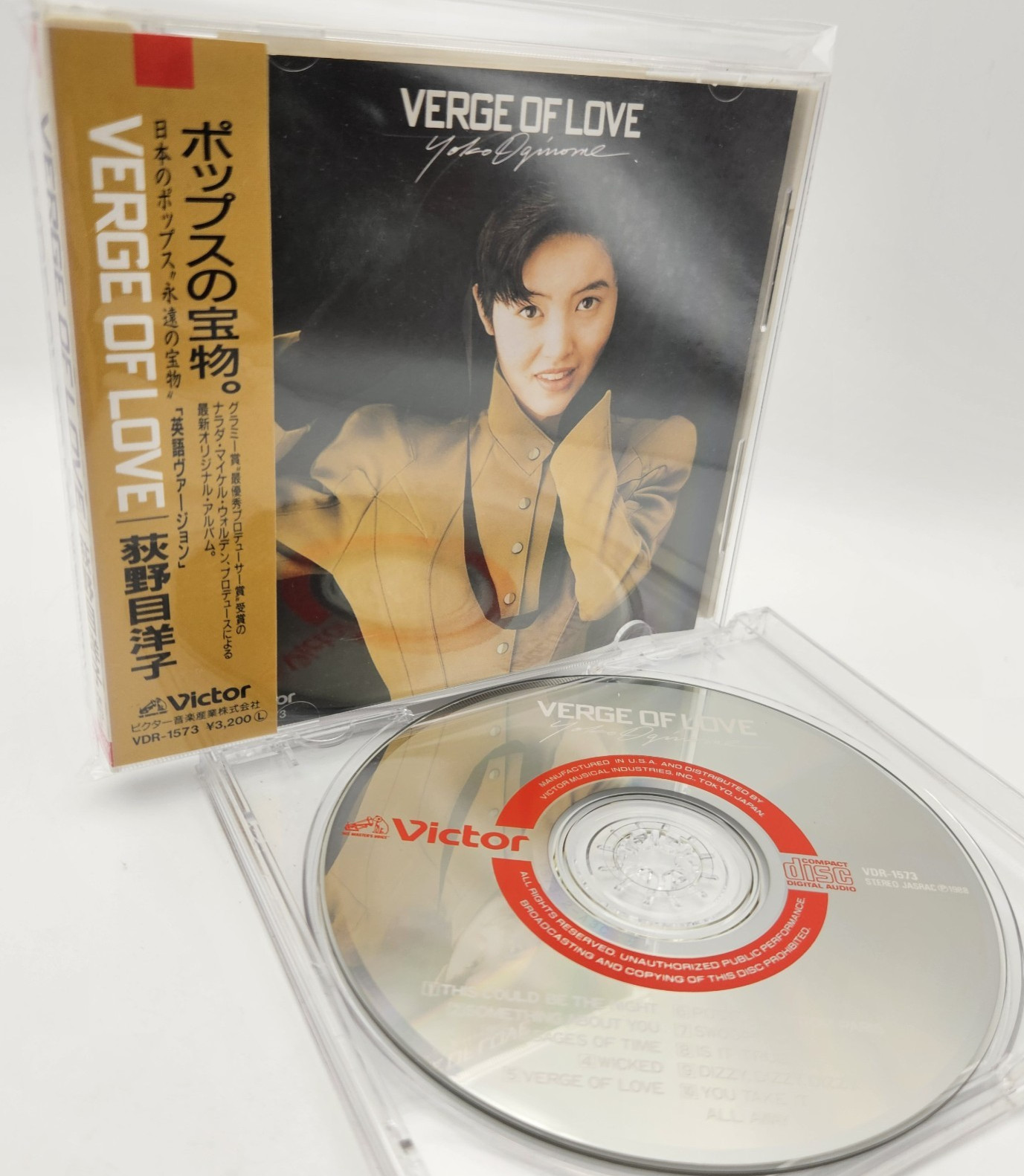YOKO OGINOME Verge Of Love Japan 1st Ed. CD VDR-1573 w/OBI English Version 1988