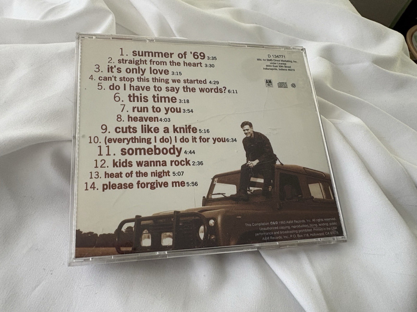 Bryan Adams – So Far So Good CD 1993 Greatest Hits A&M Records/ summer of 69