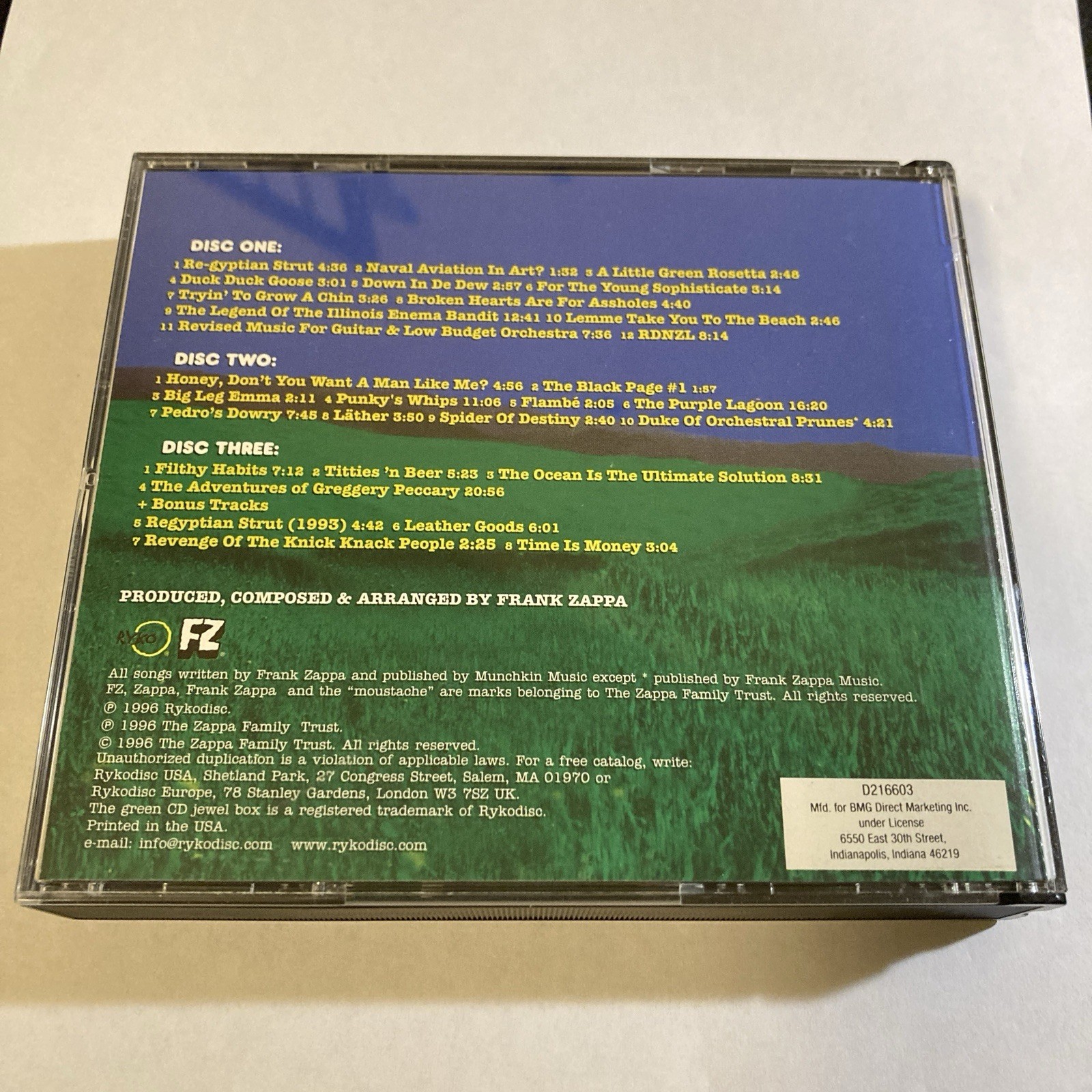 Frank Zappa Lather Rykodisc 1986 3CD Set