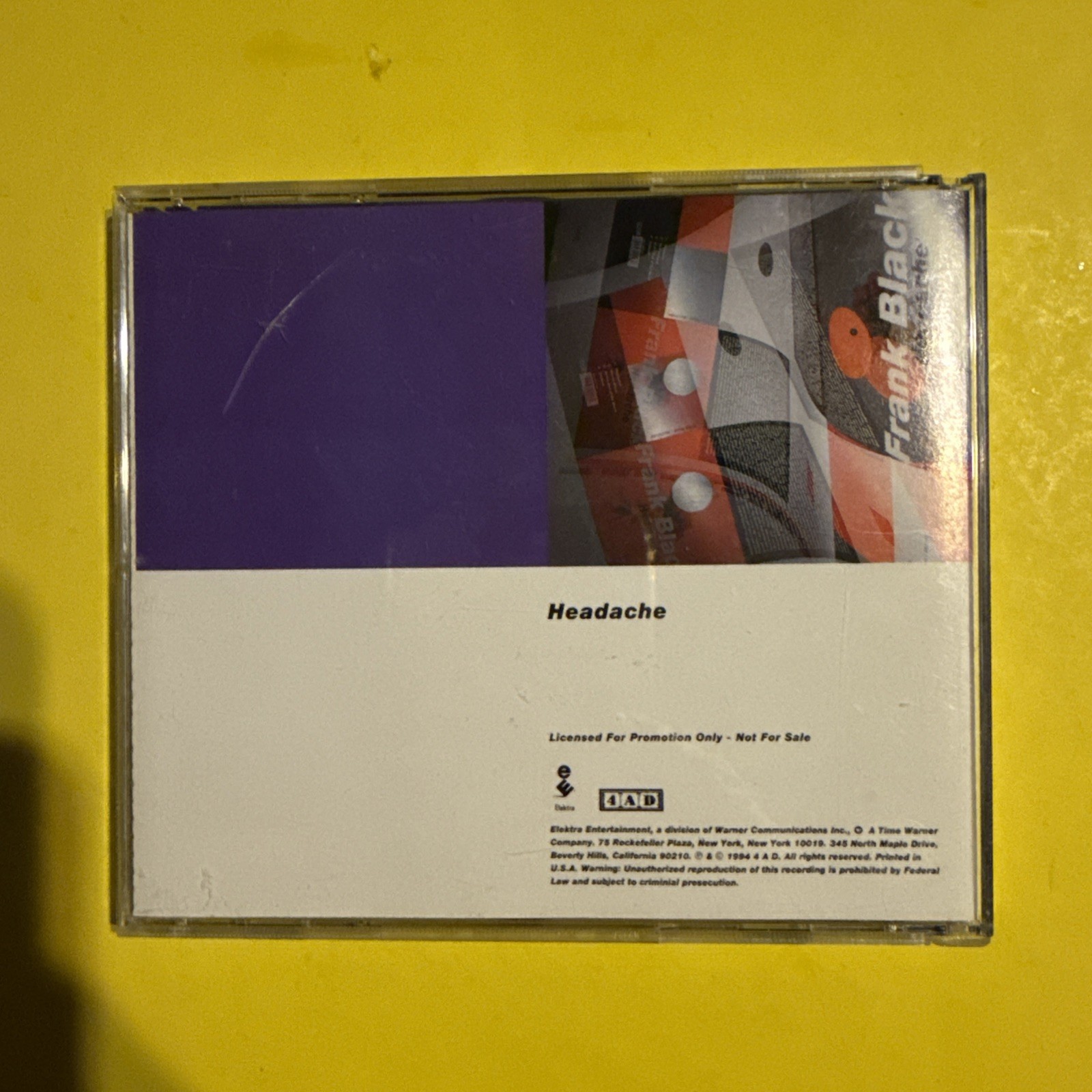 FRANK BLACK. HEADACHE (CD 1994) 4AD – THE PIXIES – MINT CONDITION FREE SHIPPING