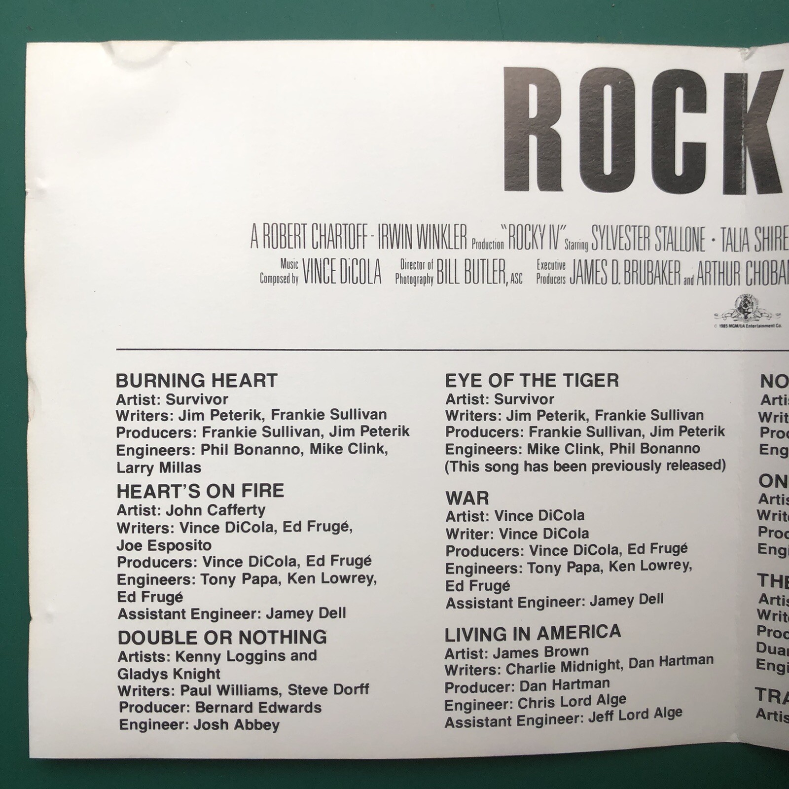 Sylvester Stallone ROCKY IV Film Soundtrack CD Talia Shire Vince DiCola Survivor