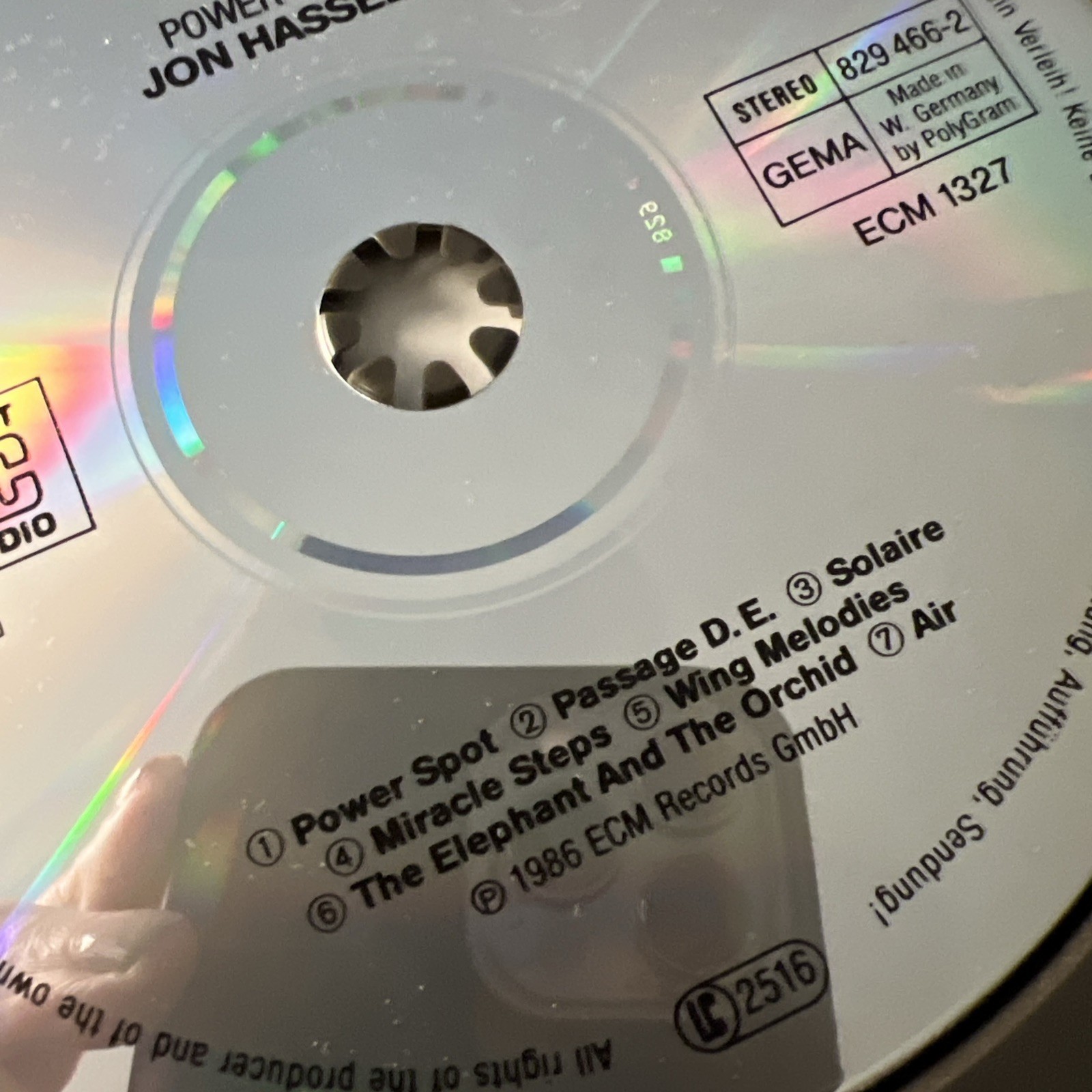 JON HASSELL Power Spot CD 1986 ECM West Germany Import Trumpet Lanois Brian Eno