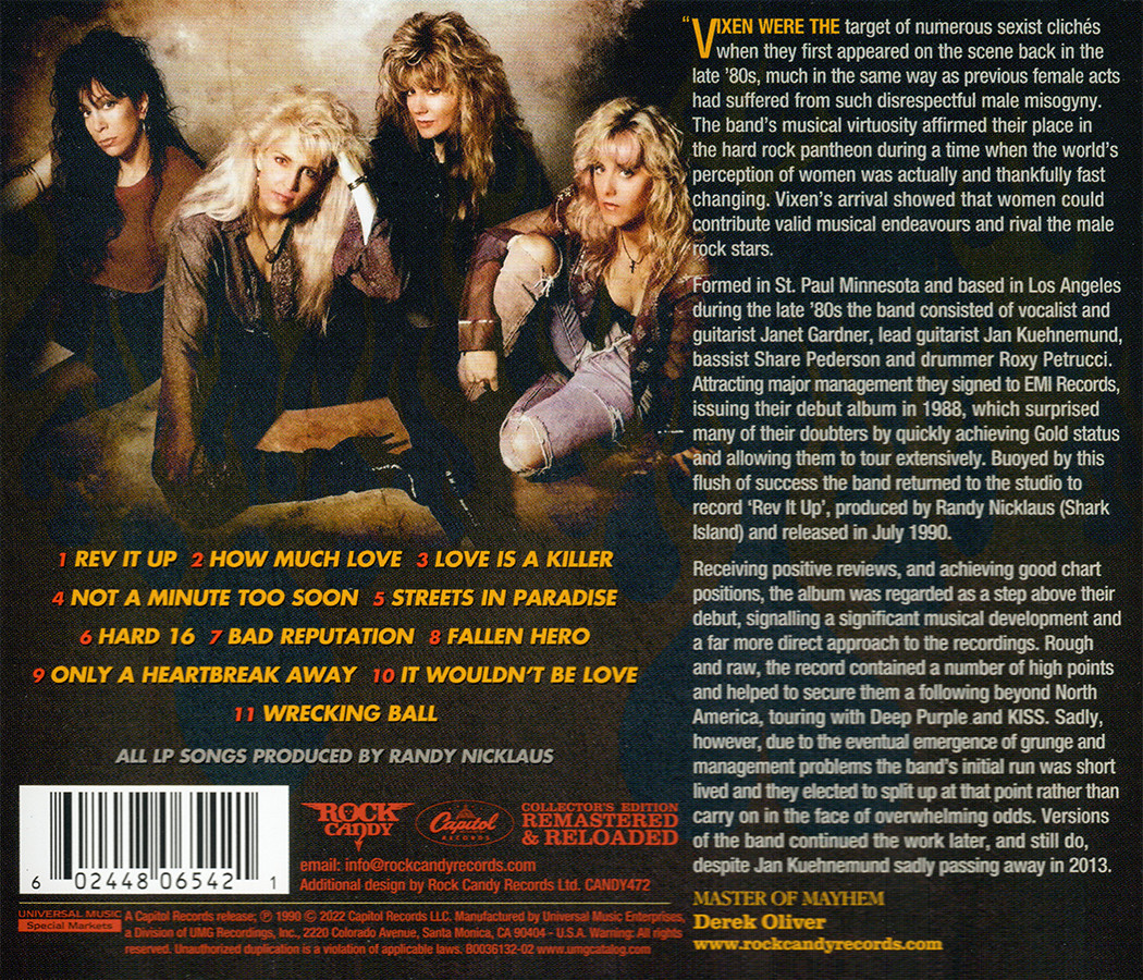 Vixen ~ Rev It Up (1990) CD 2022 Rock Candy Records UK •• NEW ••