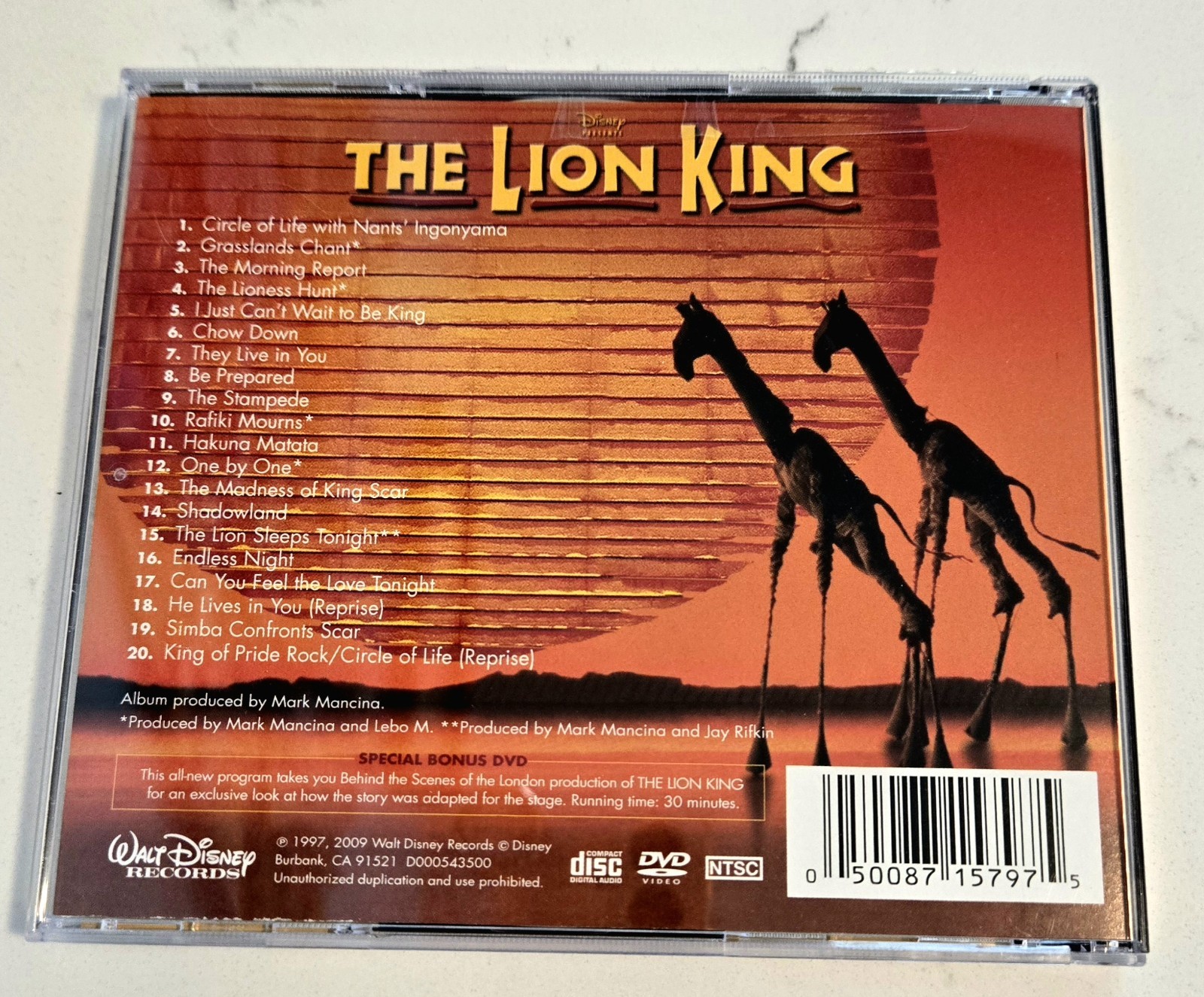 The Lion King Landmark Musical Event Special Edition Cast CD + Bonus DVD
