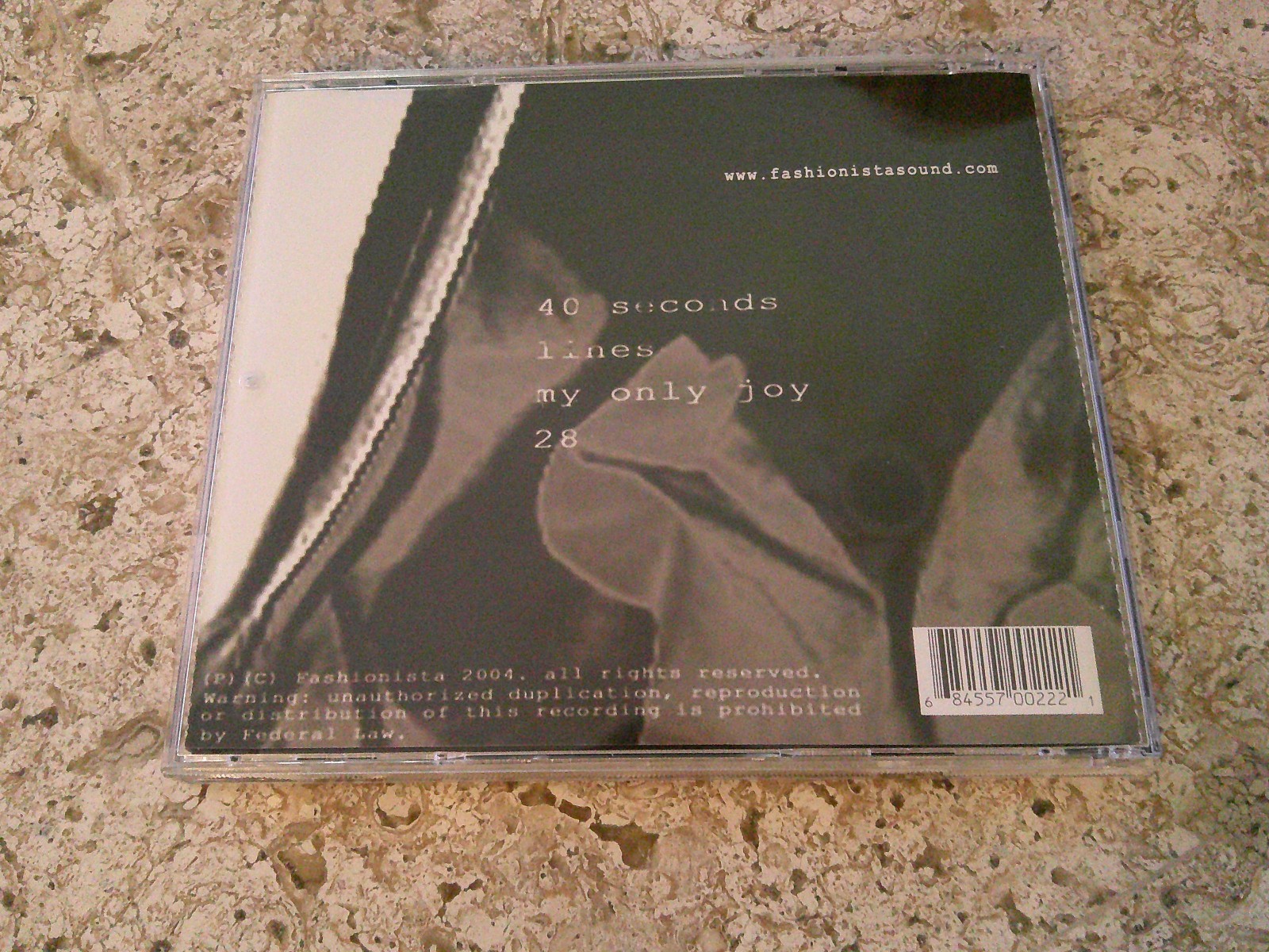 Fashionista “40 Seconds” CD In Mint Condition. FS002. 2004. Rare