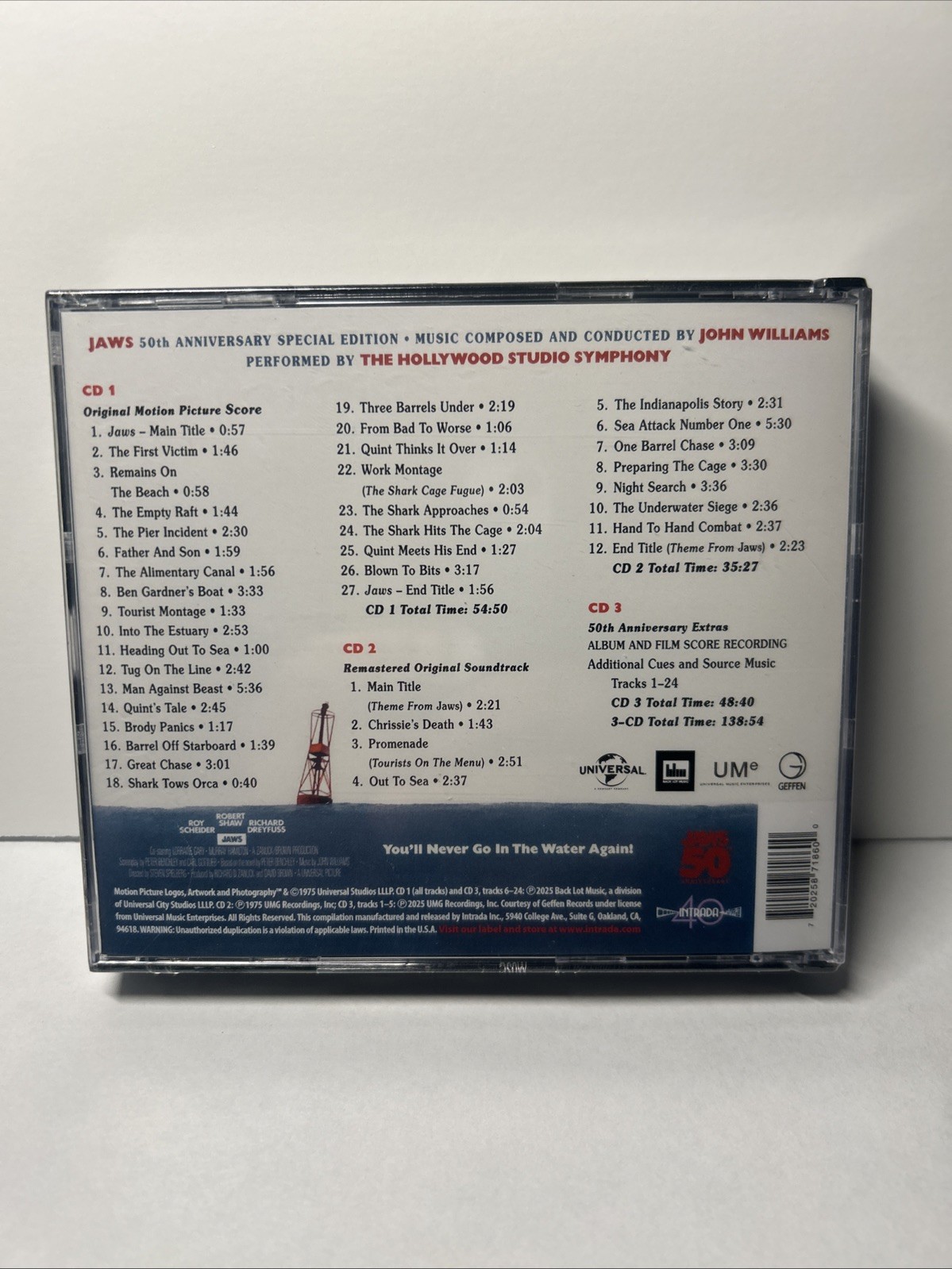 JAWS – 50th Anniversary Edition 3CD Soundtrack (Out of Print) – John Williams
