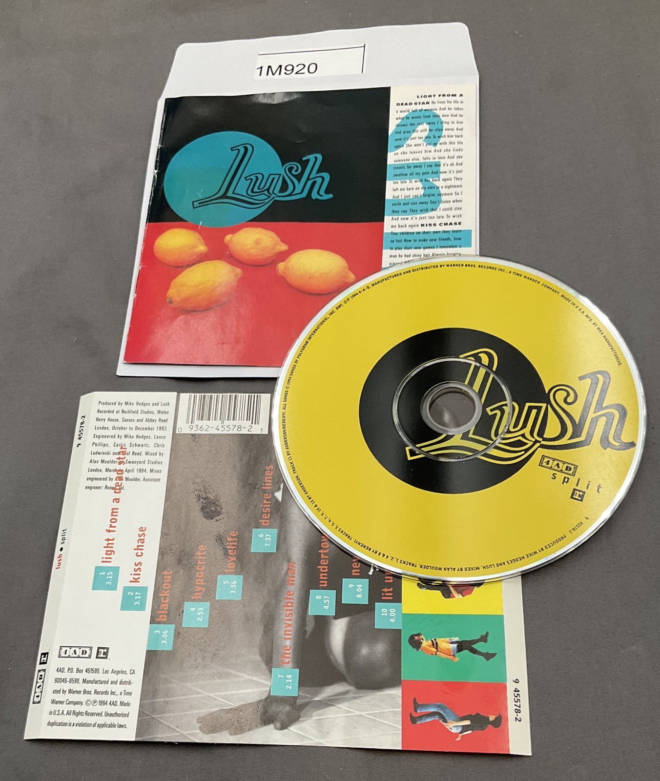 Split by Lush (CD, Jun-1994, 4AD/Reprise) No Case #1M920