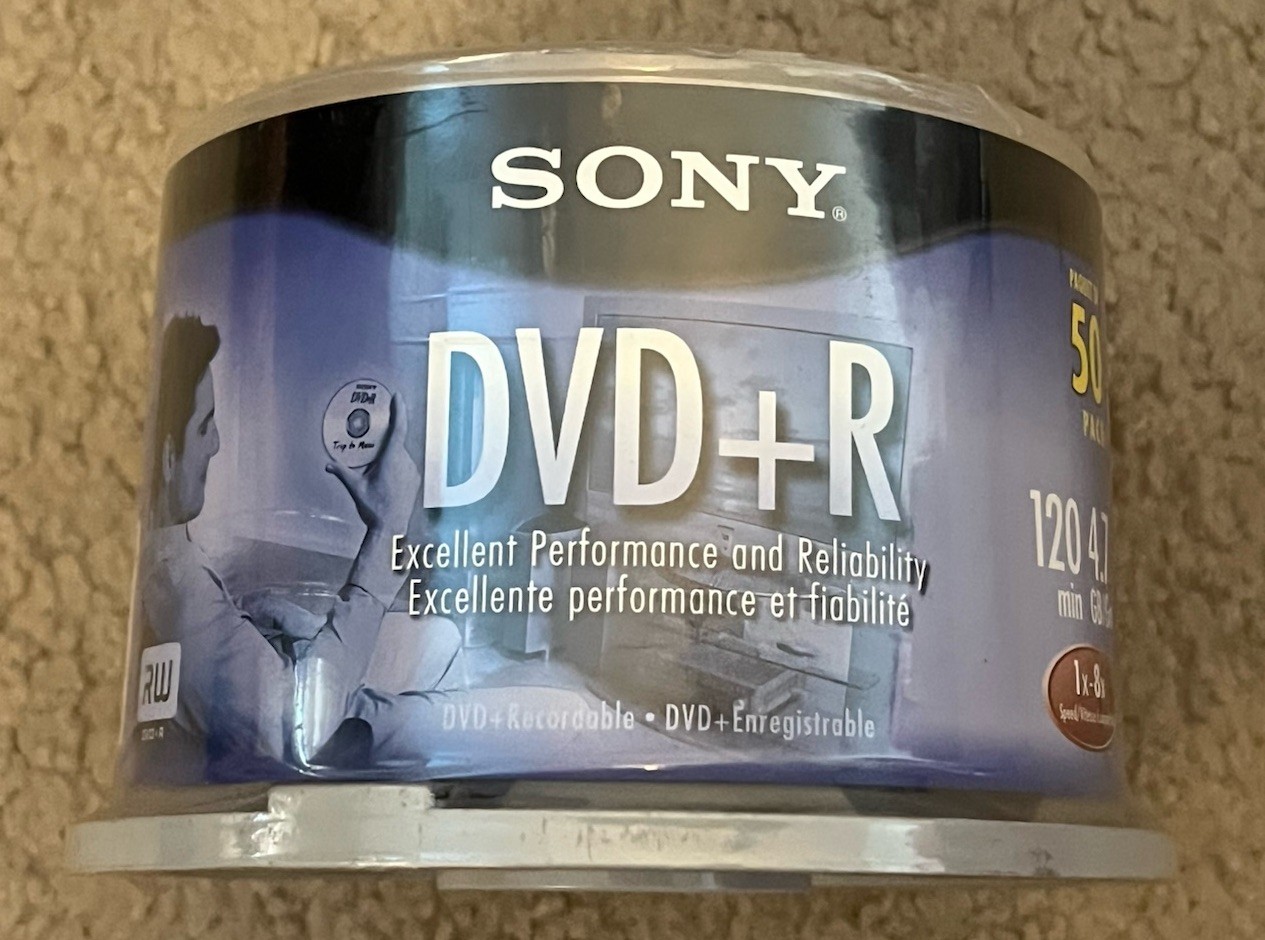 Sony DVD+R SEALED 50-Pack Spindle Blank Media 4.7GB -120 min