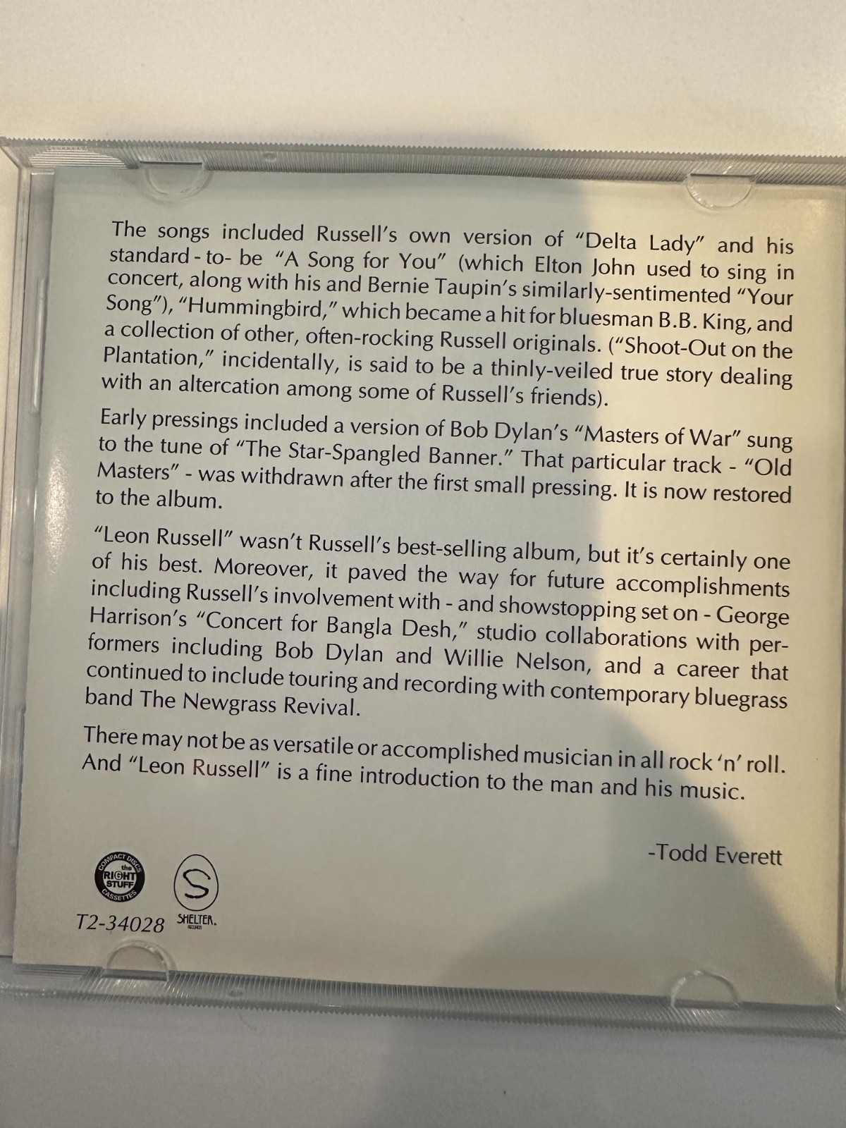 Leon Russell by Russell, Leon (1970,CD, 1995 Right Stuff) BONUS TRACK