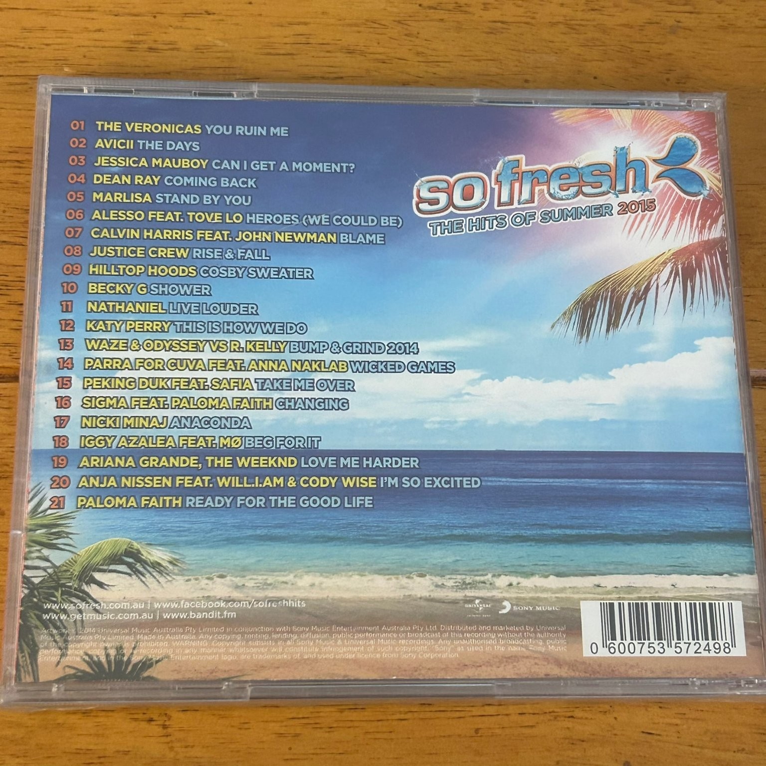 So Fresh: Hits of Summer 2015 CD Pop Dance R&B Compilation Sony Music EMI