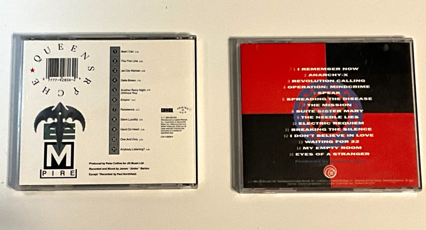 Queensryche 4 CD Lot Dedicated To Chaos, Live Evolution, Empire, Live Crime
