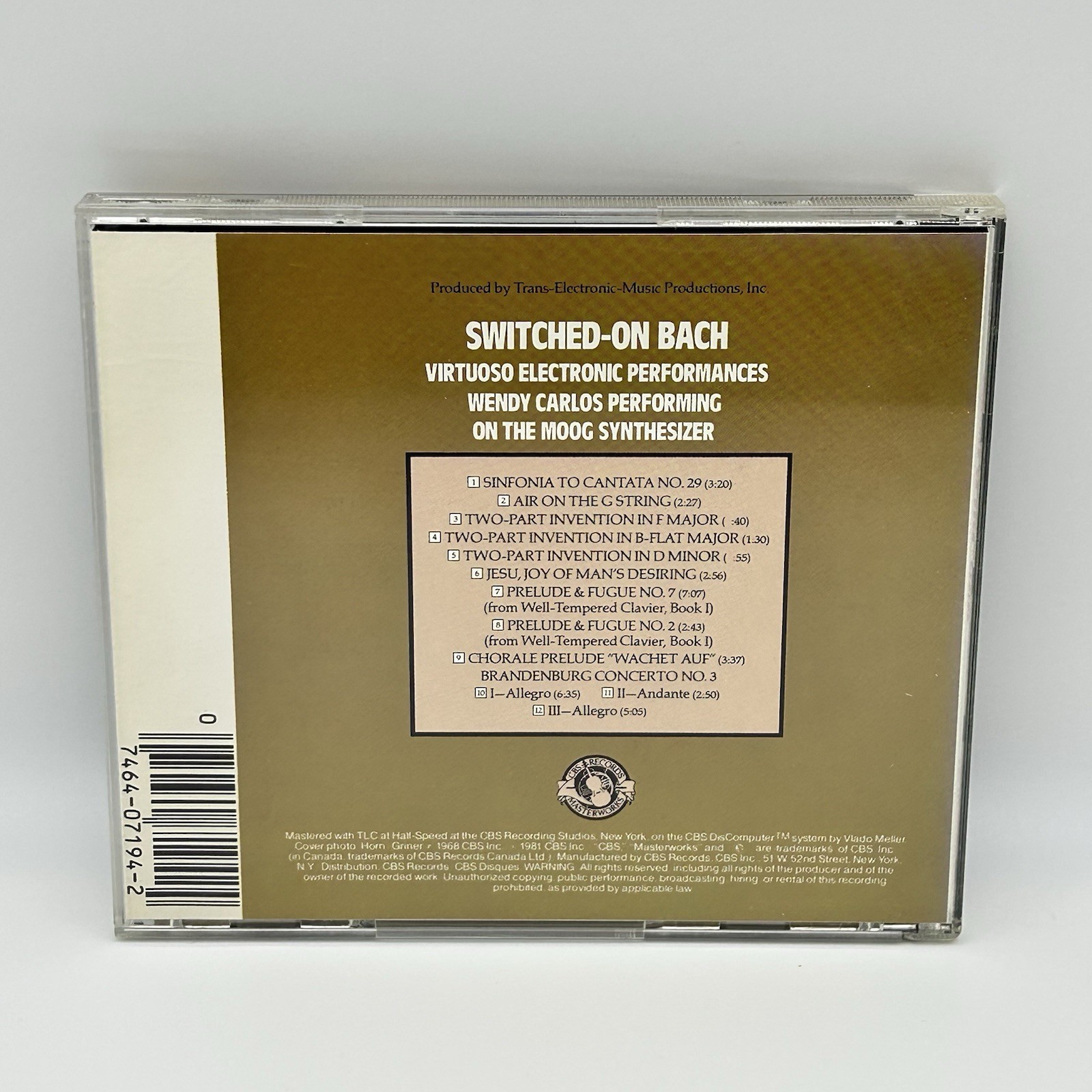 Wendy Carlos – Switched-On Bach (CD 1985 Reissue/1968 Original, CBS Masterworks)