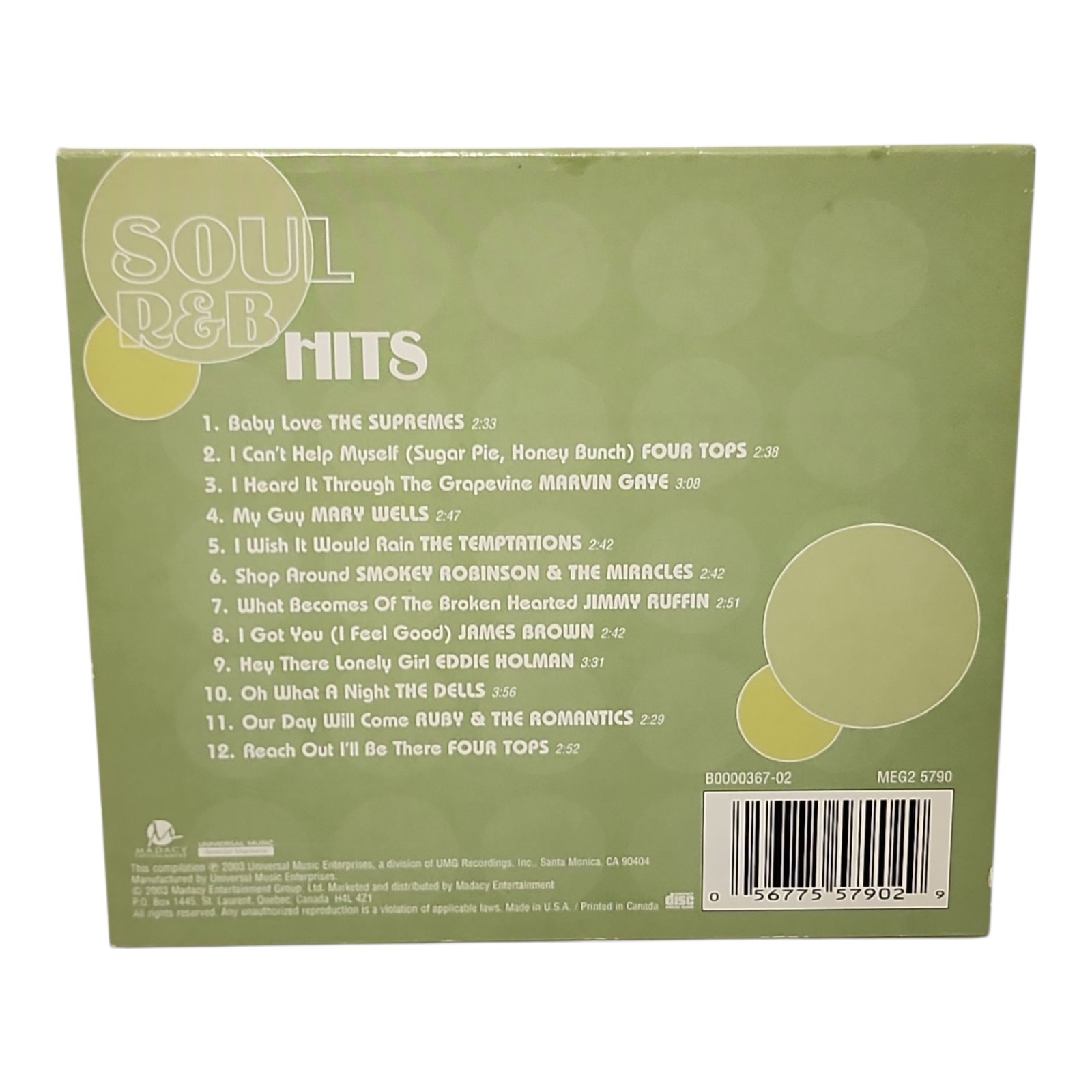Soul R&B Hits CD Various Artists Hits James Brown, Four Tops, Supremes 2003