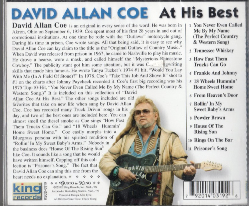 David Allan Coe – At His Best CD NEW & SEALED. FAST 1st CLASS SHIPPING.