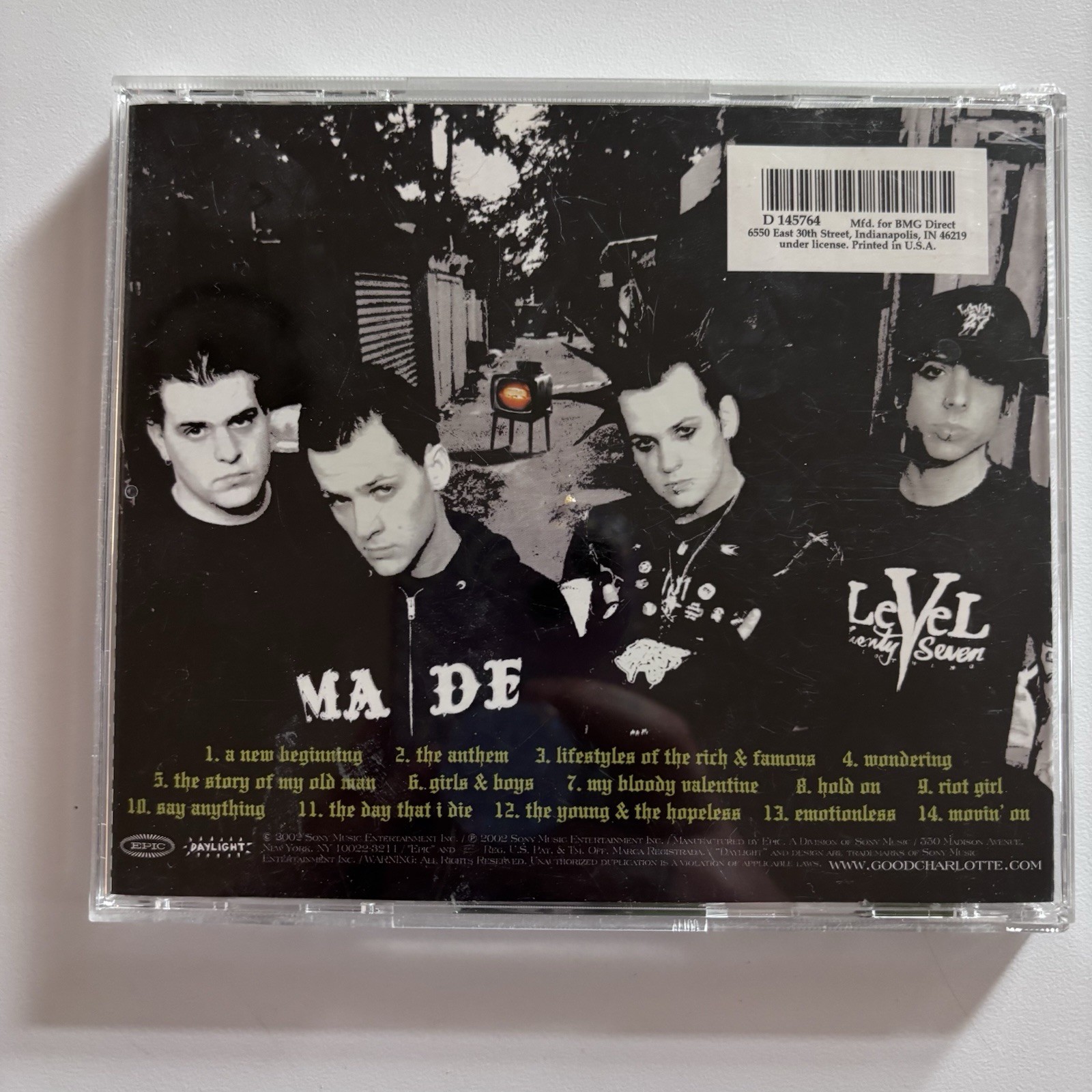 Good Charlotte The Young and the Hopeless CD 2002 Epic Rock Album Jewel Case