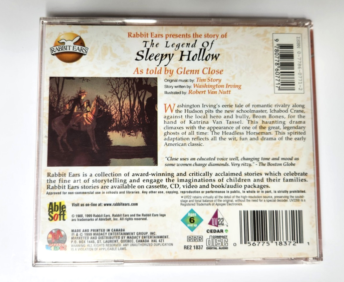The Legend Of Sleepy Hollow CD Told By Glenn Close Folk Tales VERY GOOD