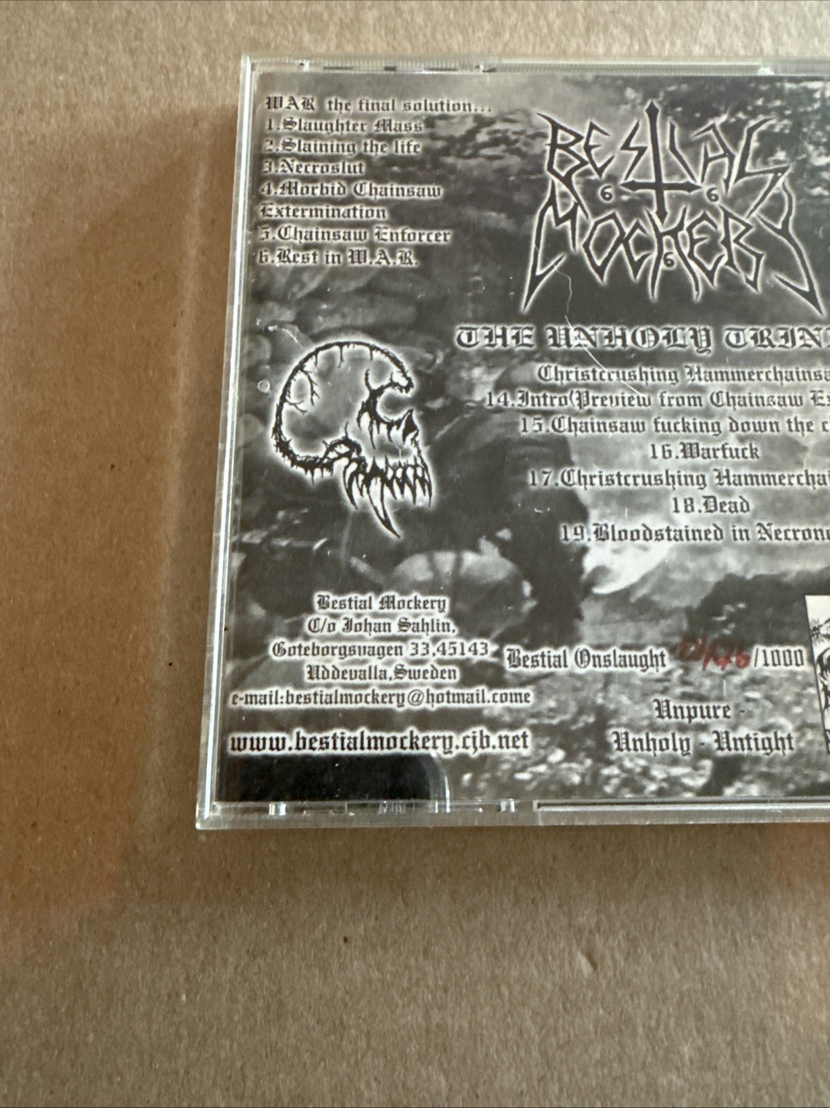 Bestial Mockery The Unholy Trinity Limited Cd /1000 WHP-074D/METAL 2007