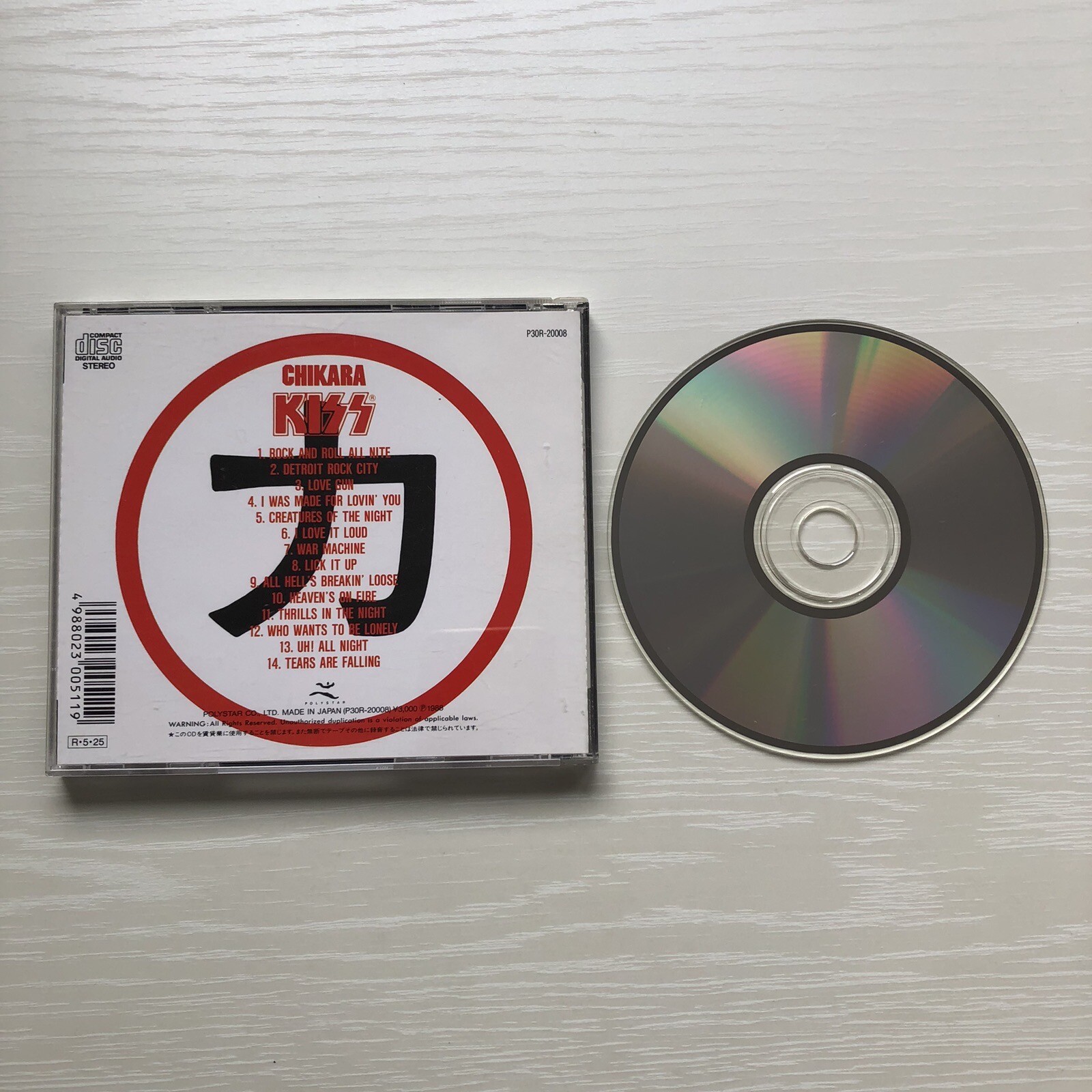 KISS CDs Chikara Japan Limited Edition Used 1988 Polystar CD