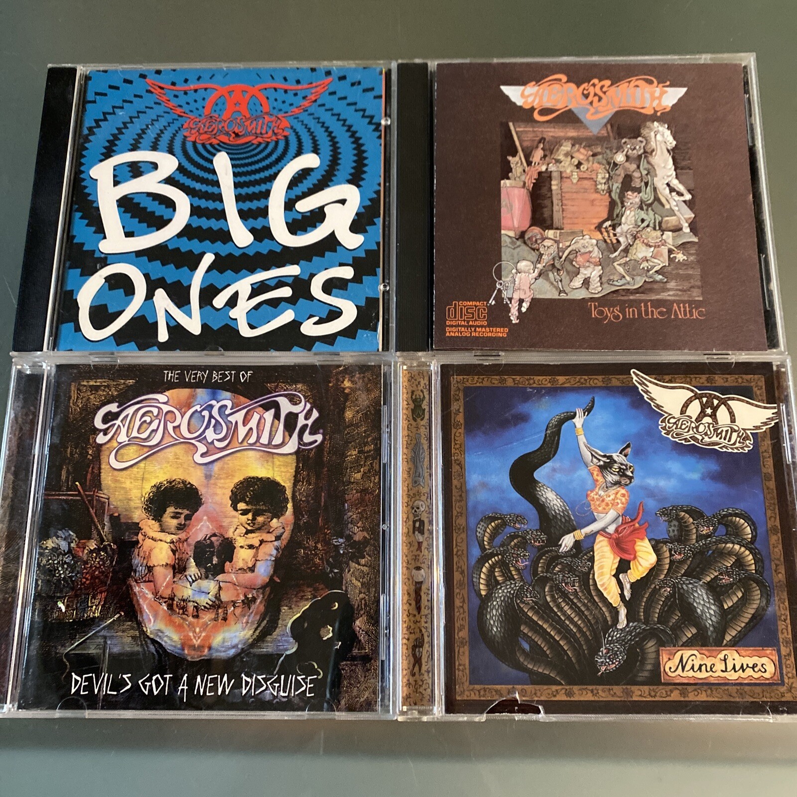 LOT OF 4 CDs Aerosmith- Big Ones, Toys In Attic, Very Best Of, Nine Lives VG