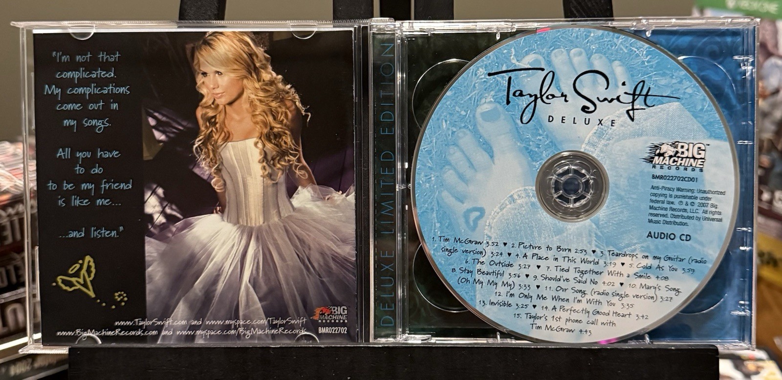 TAYLOR SWIFT Deluxe CD and DVD 2007 LENTICULAR COVER Big Machine Records 2 Disc