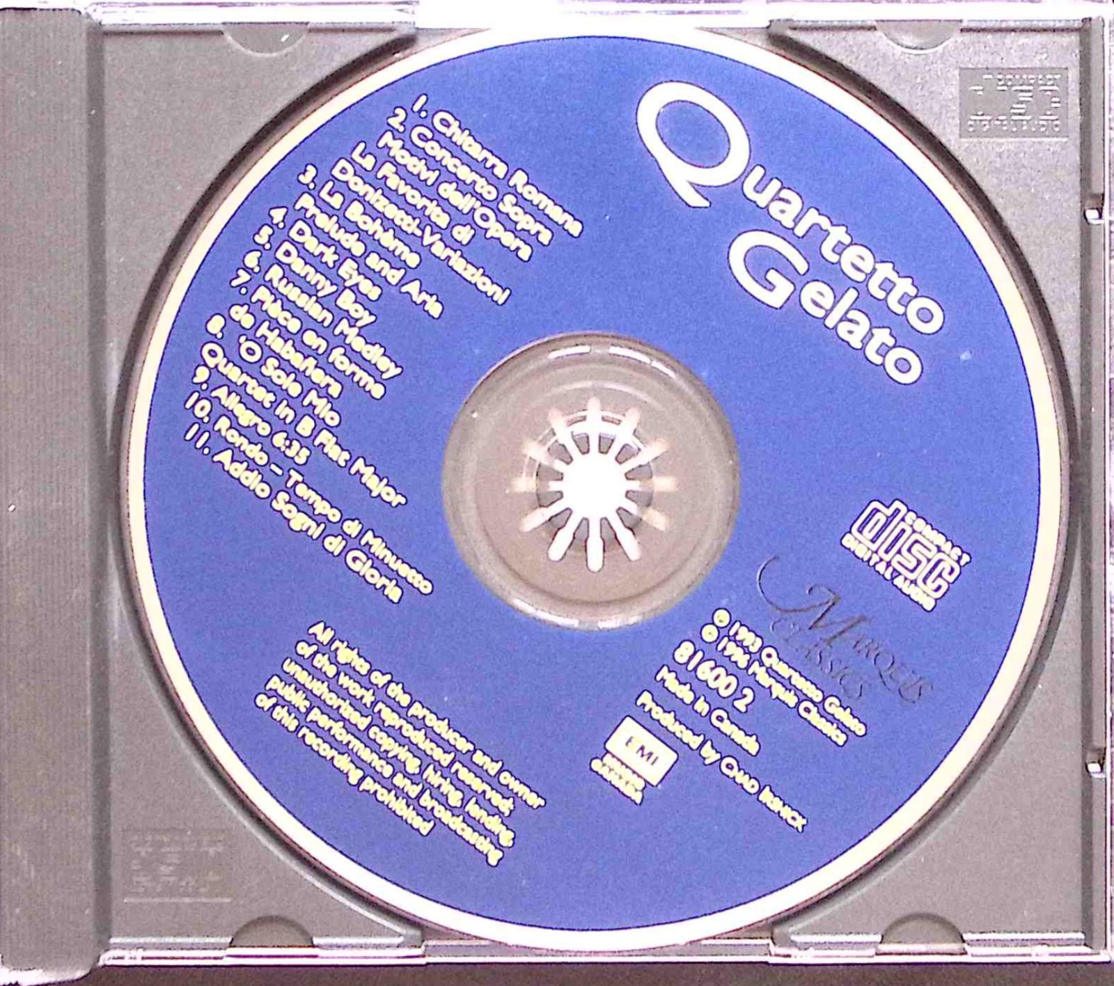 QUARTETTO GELATRO QUARTETTO SELF TITLED MARQUIS CLASSICS CD 186A