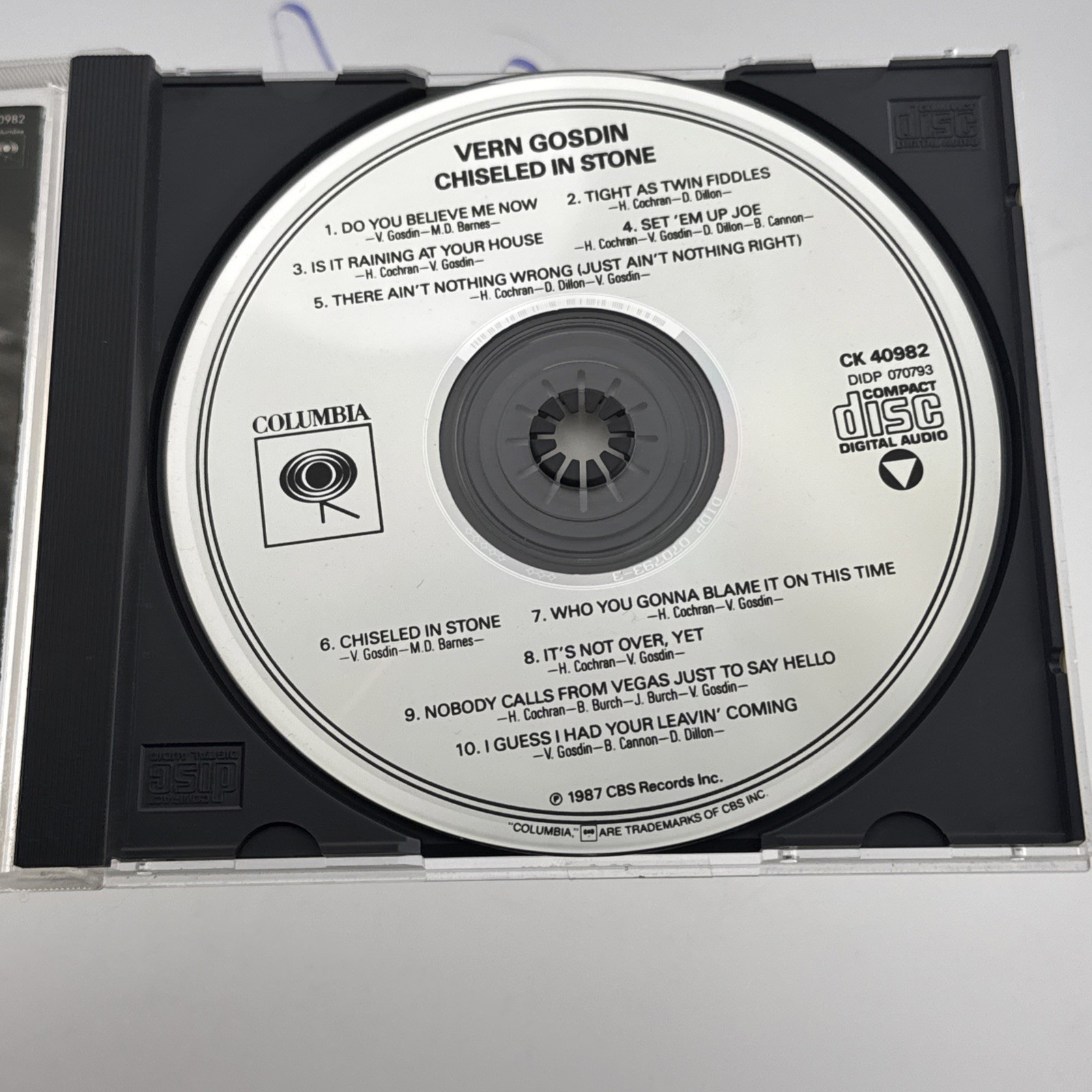 Vern Gosdin Chiseled In Stone CD 1987 CBS Records – COUNTRY