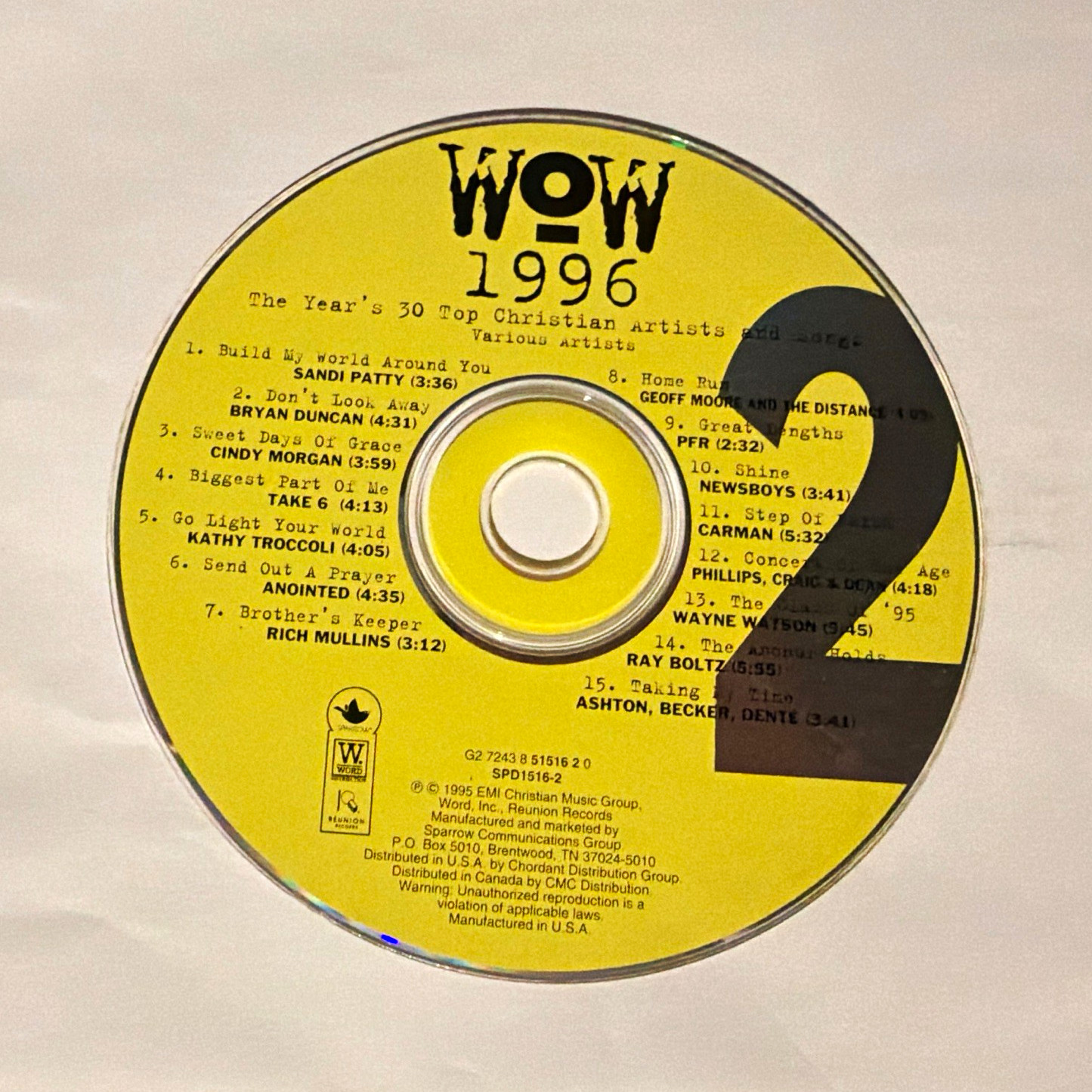 WOW 1996 (1995) Sparrow Records CD Album Compilation – Contemporary Christian