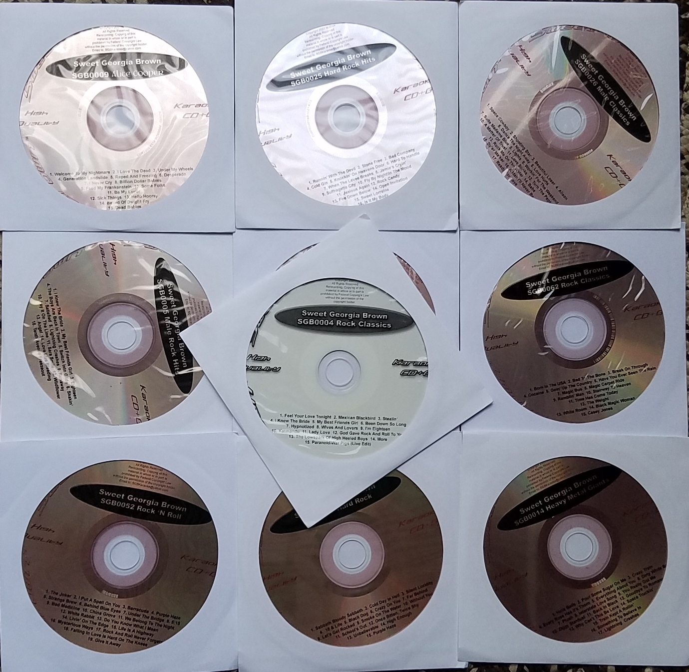 70’S & 80’S HEAVY METAL/ROCK KARAOKE (10 CDG LOT)SONGS MUSIC CD+G CDS COLLECTION