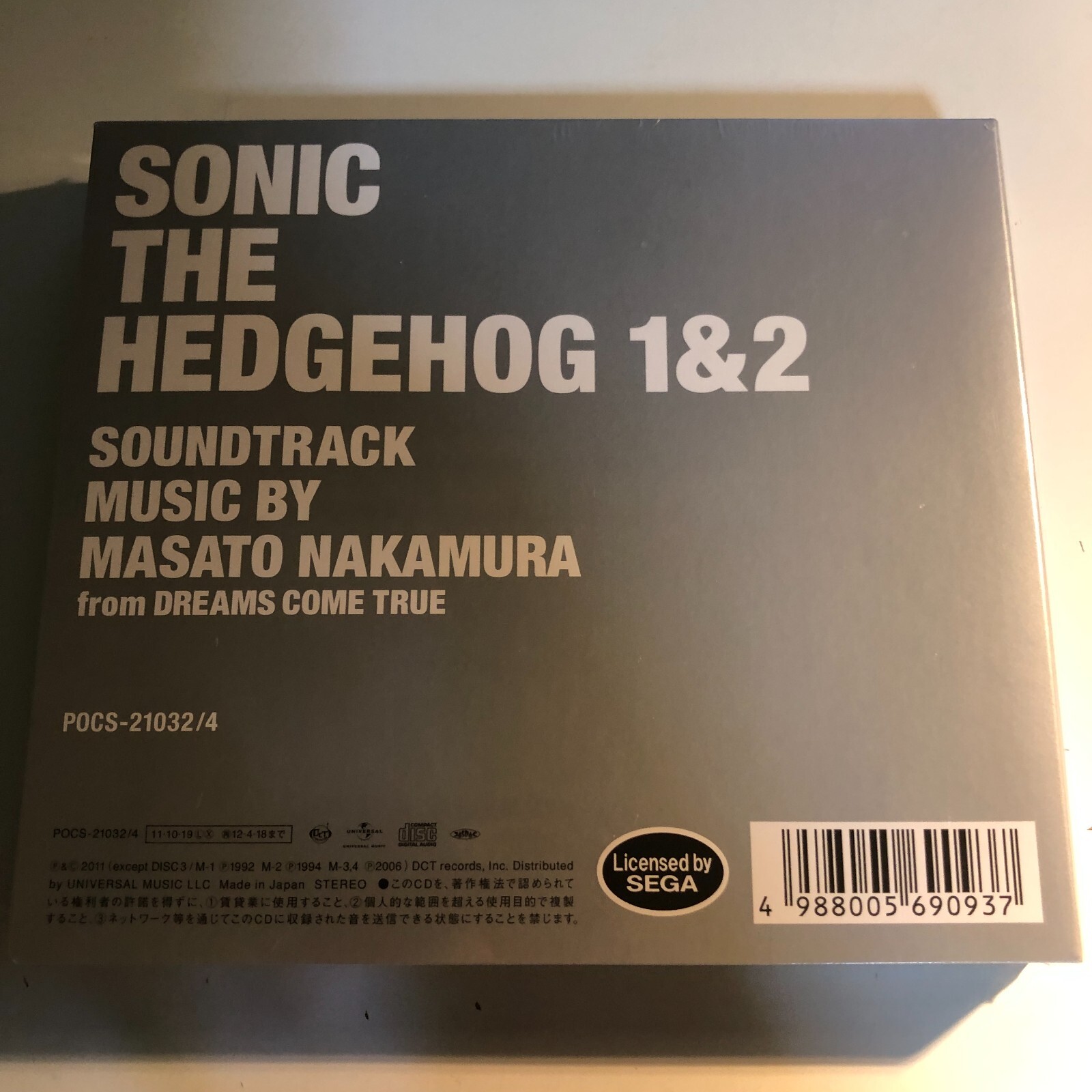 Sonic the Hedgehog 1&2 Soundtrack Music by Masato Nakamura Dream Comes True 3 CD